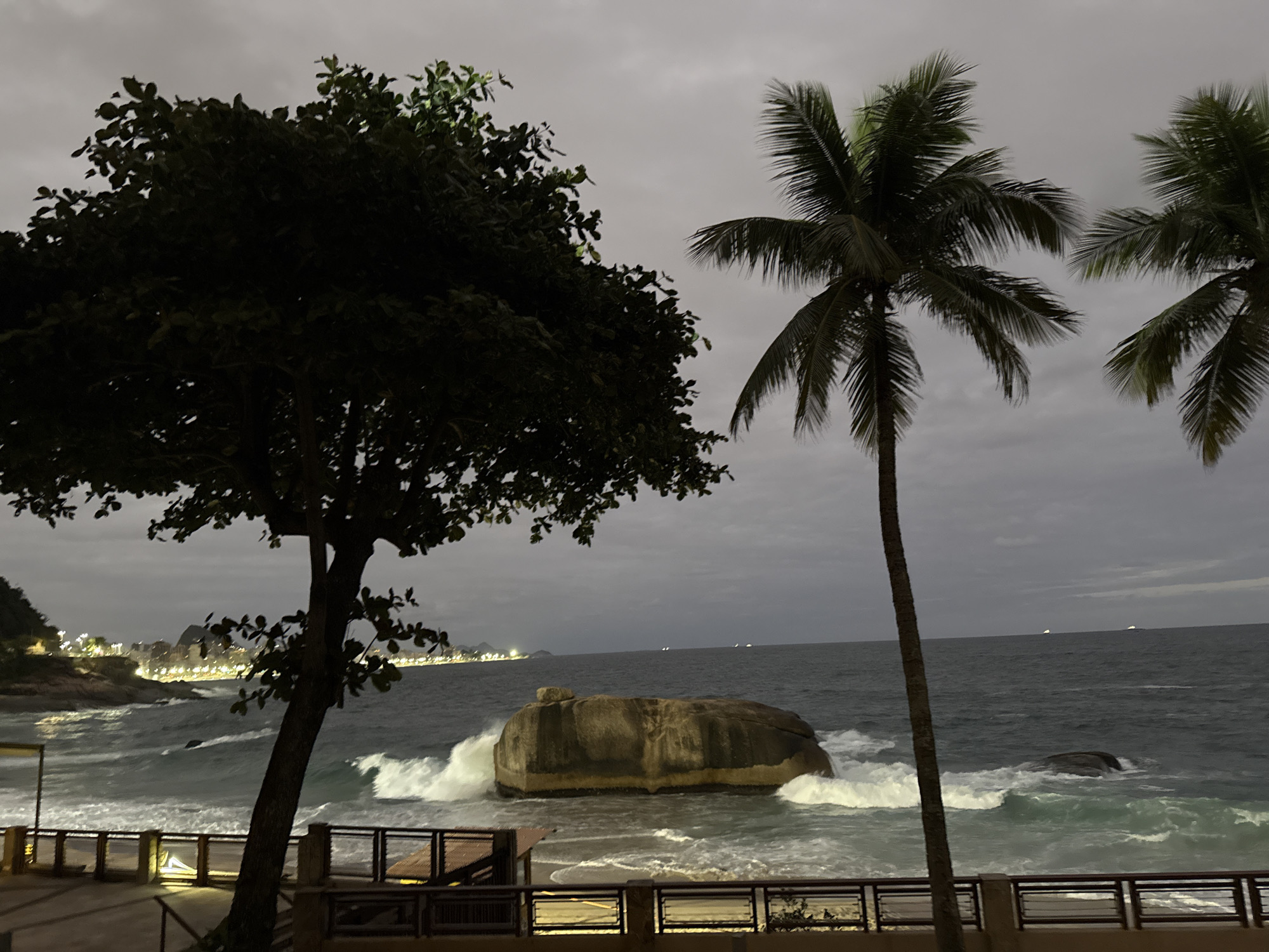 Rio coastline captured in evening twilight from multiple vantage points