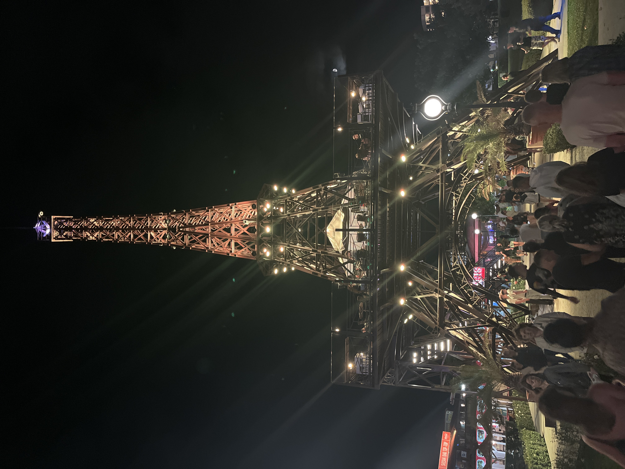 Varna's replica Eiffel Tower glows on a lively summer night