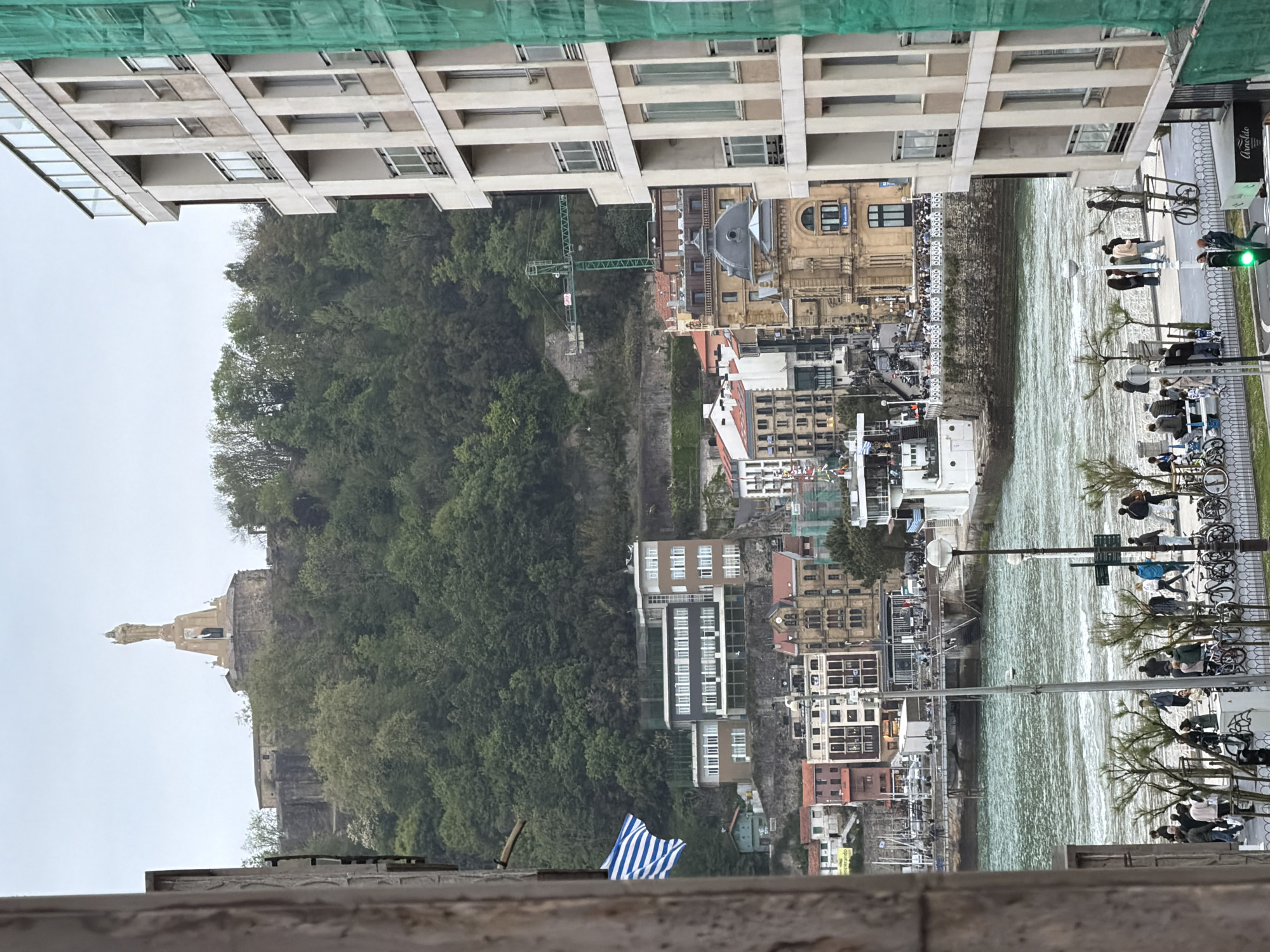 Street activity observed from elevated view in San Sebastián