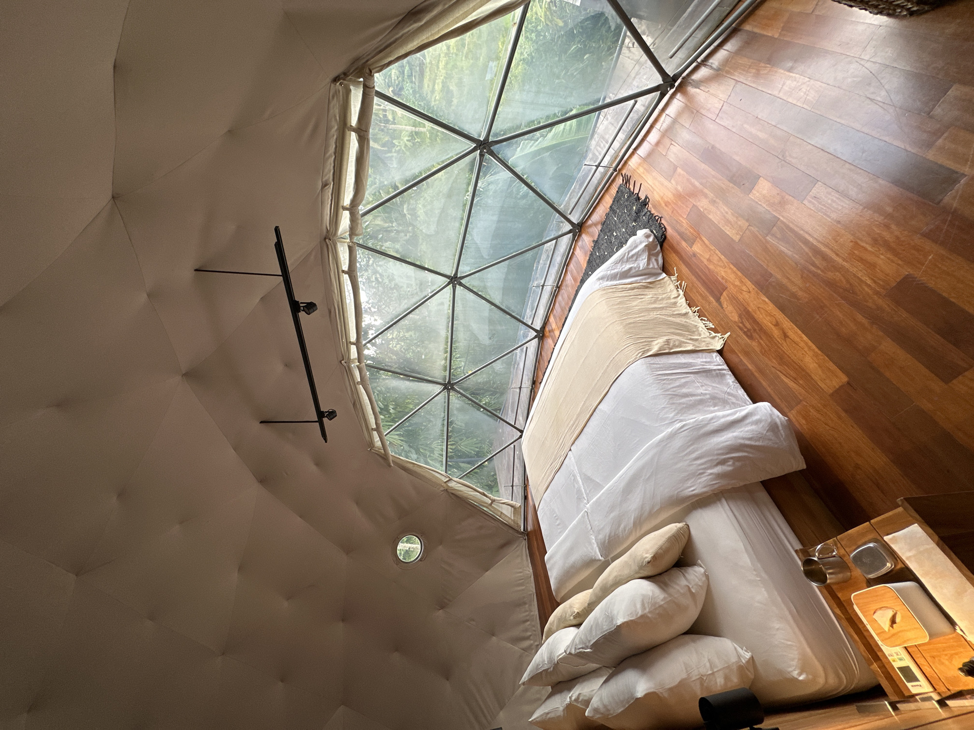 Geodesic glamping domes documented in tropical Licin, Indonesia