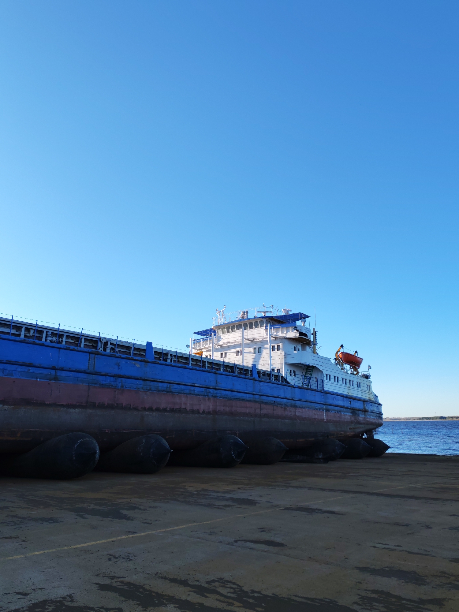 Ship maintenance documented at Rybinsk shipyard facility