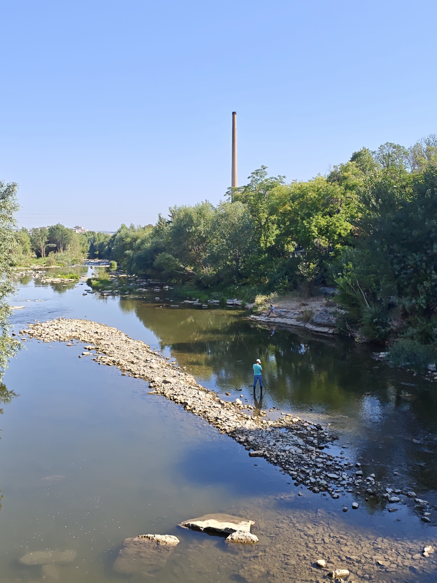 Fishing the shallow Osam River on a sunny Lovech morning