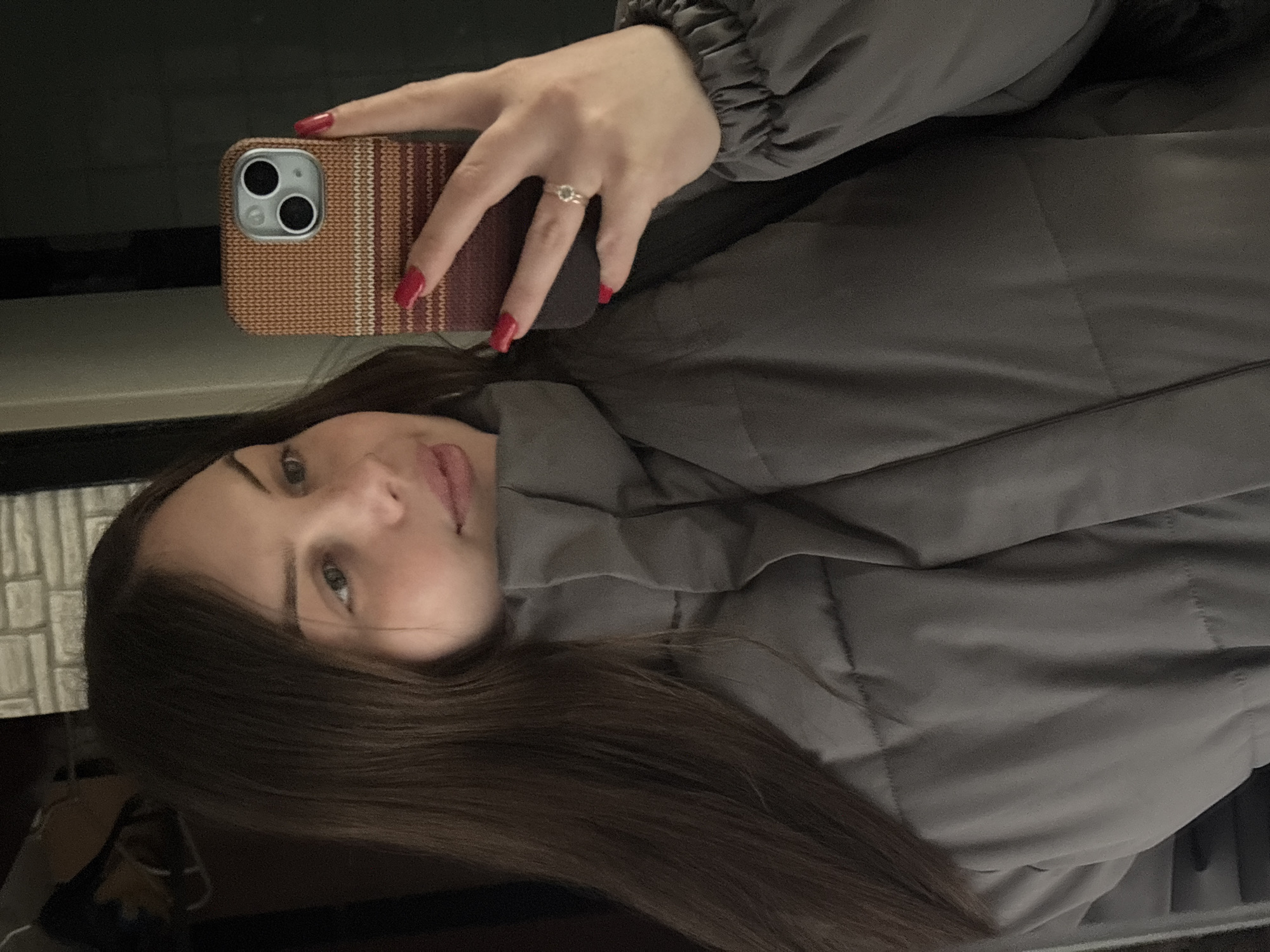 Woman takes selfie in Ukrainian rural settlement