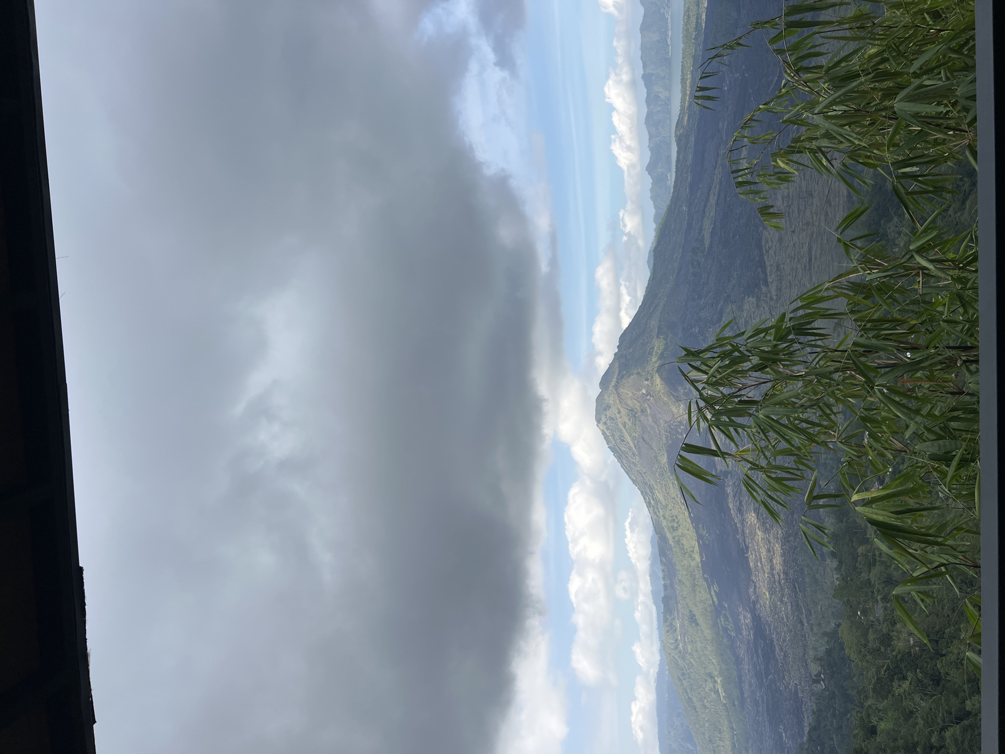 Dark clouds observed over Kintamani mountain landscape