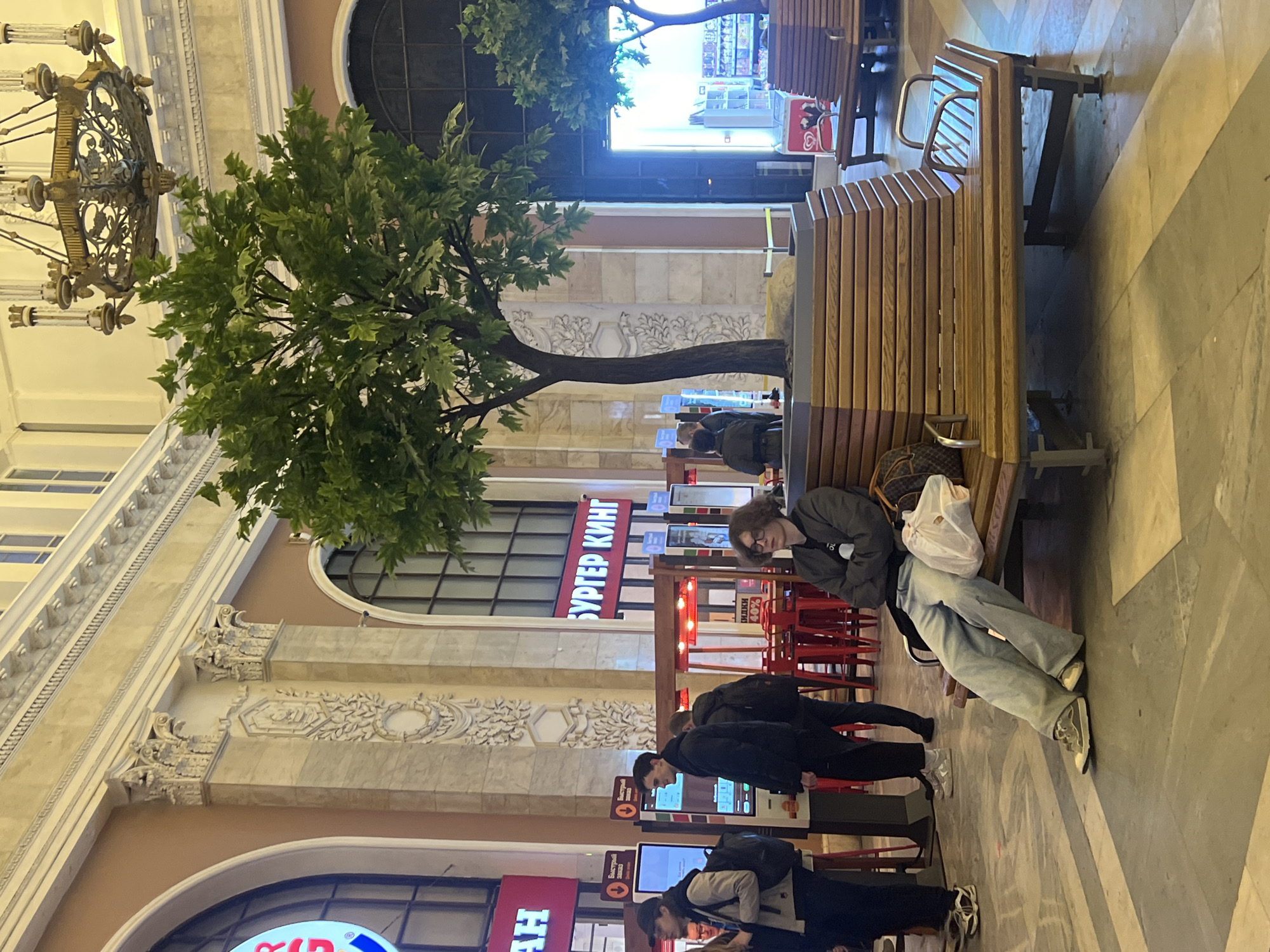 Ornate Vitebsky railway station interior documented in Saint Petersburg