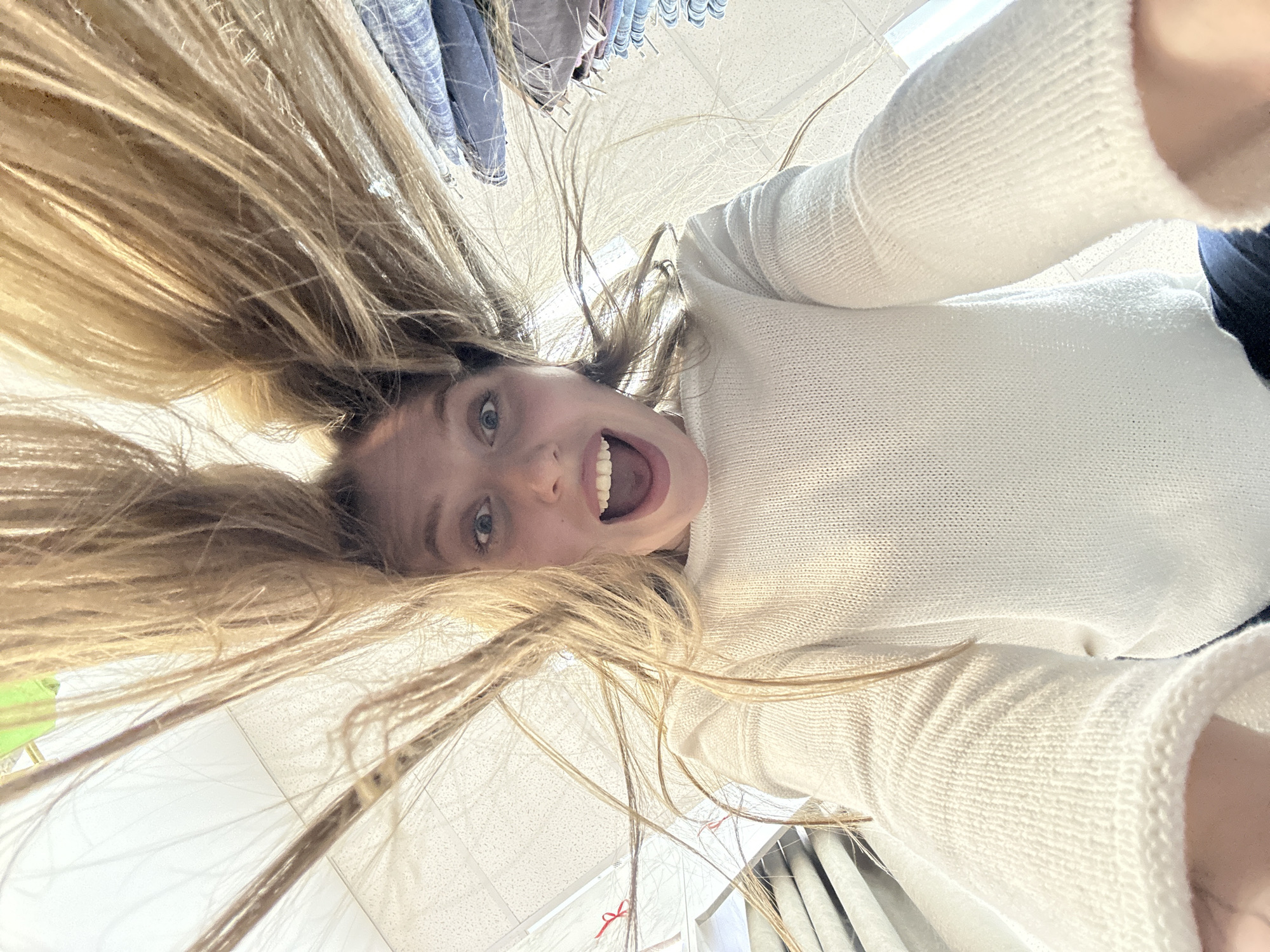 Selfie session documented in Chaikovsky clothing stores
