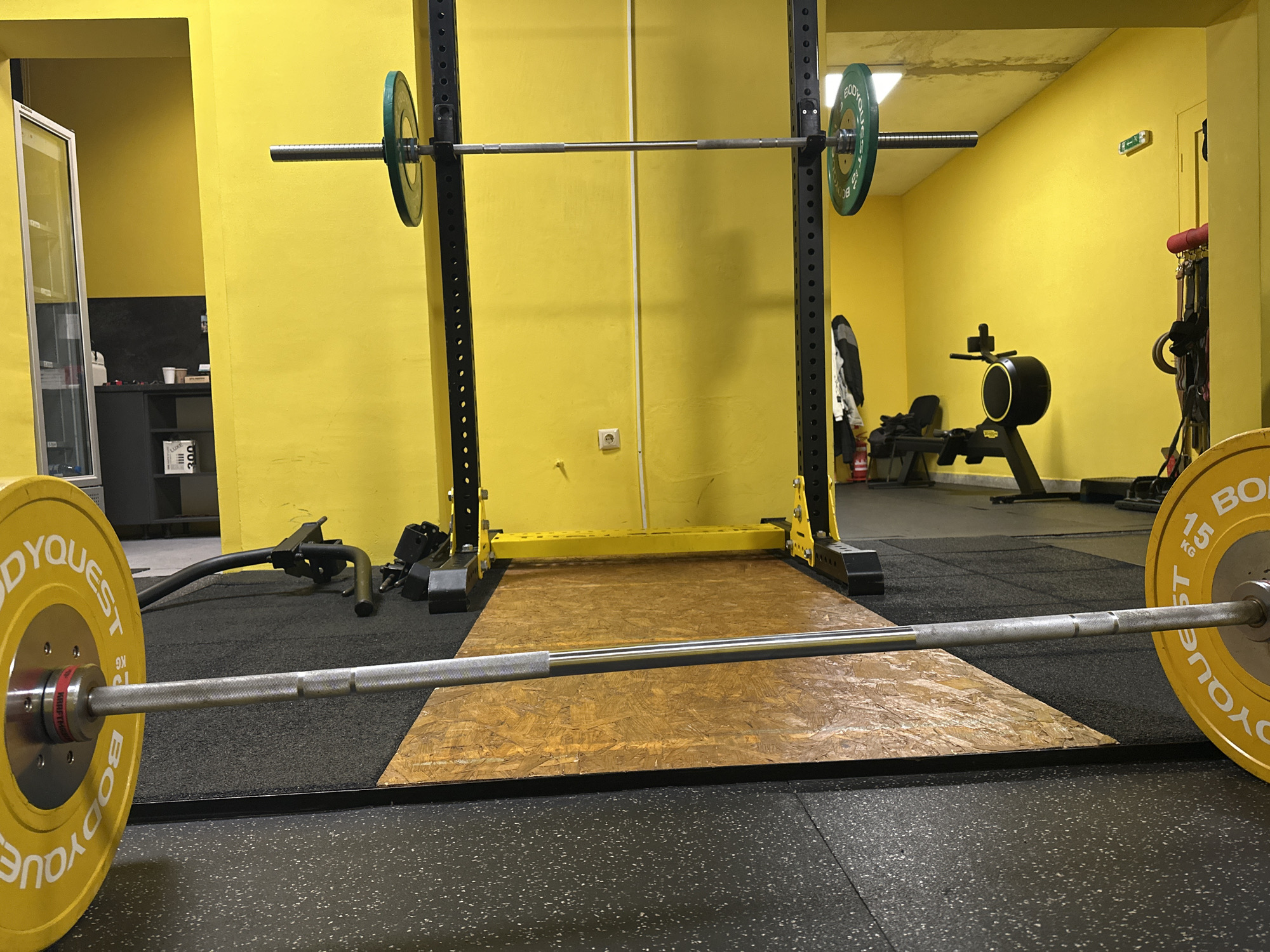 Gym weightlifting setup observed in Neofit Rilski, Bulgaria