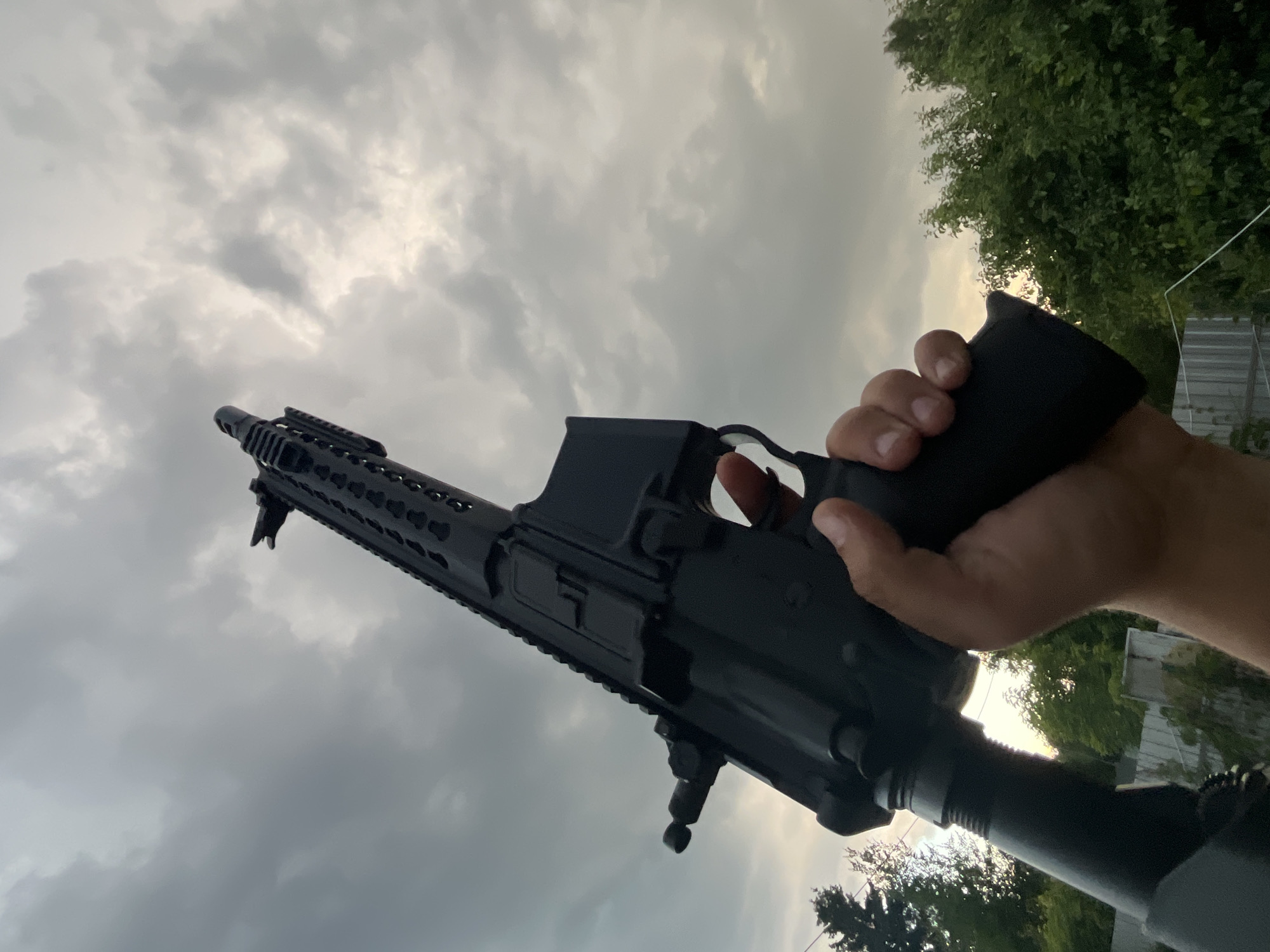 Rural Russia resident documents firearms, food, stormy weather afternoon