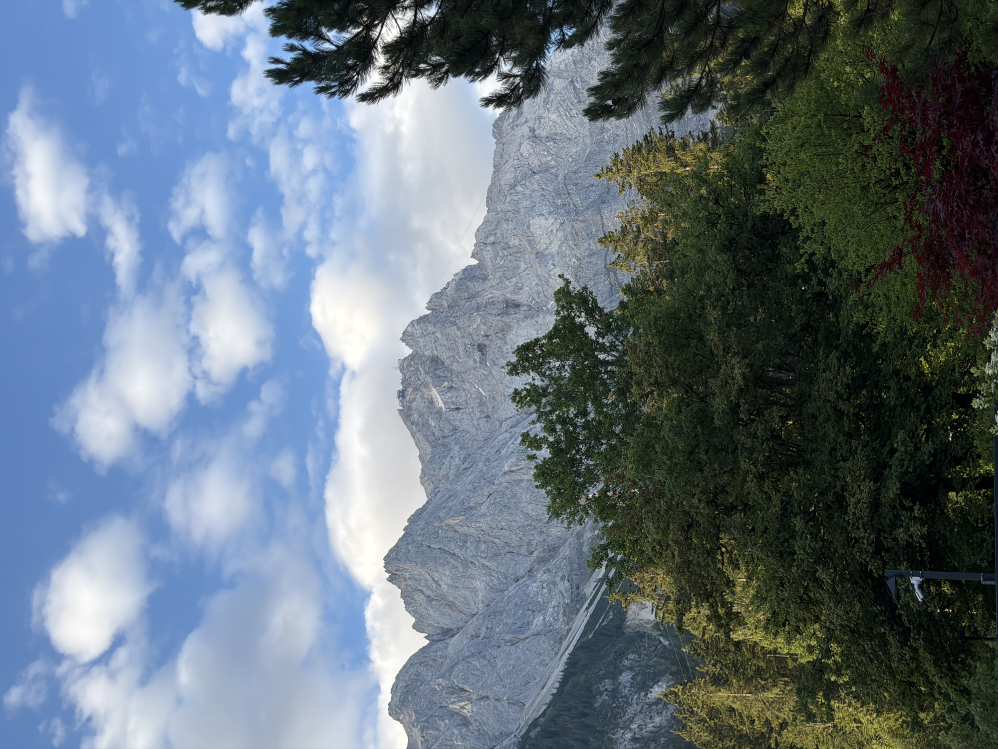 Grainau gardens and Zugspitze views, July morning