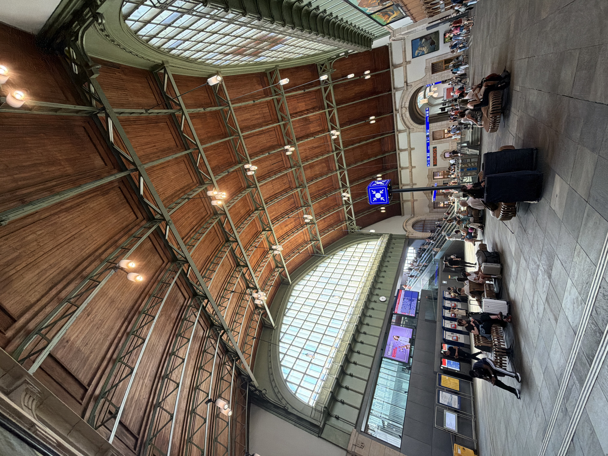 Inside Basel SBB's ornate arched main hall