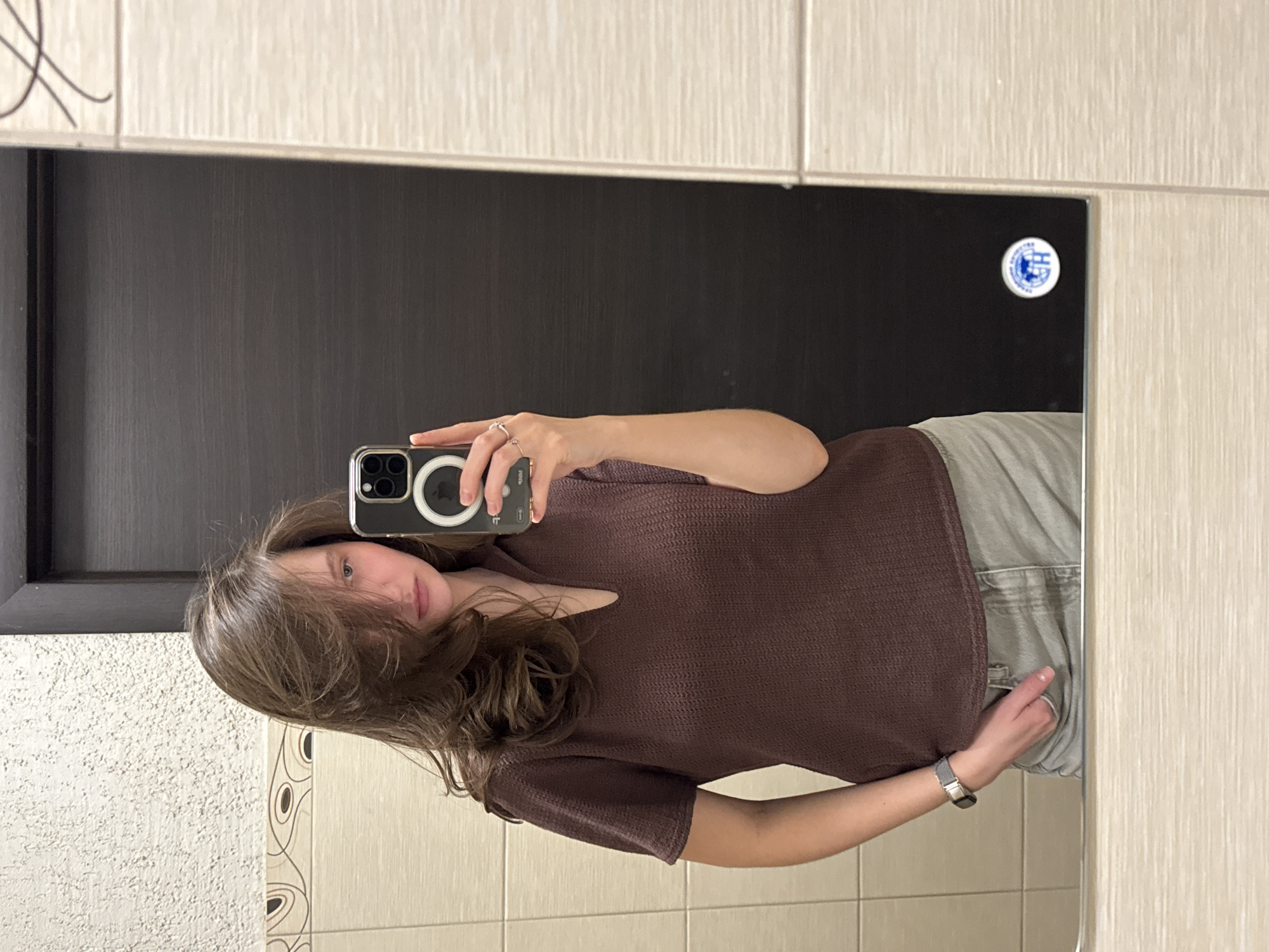 Woman takes bathroom selfies in Perm, Russia