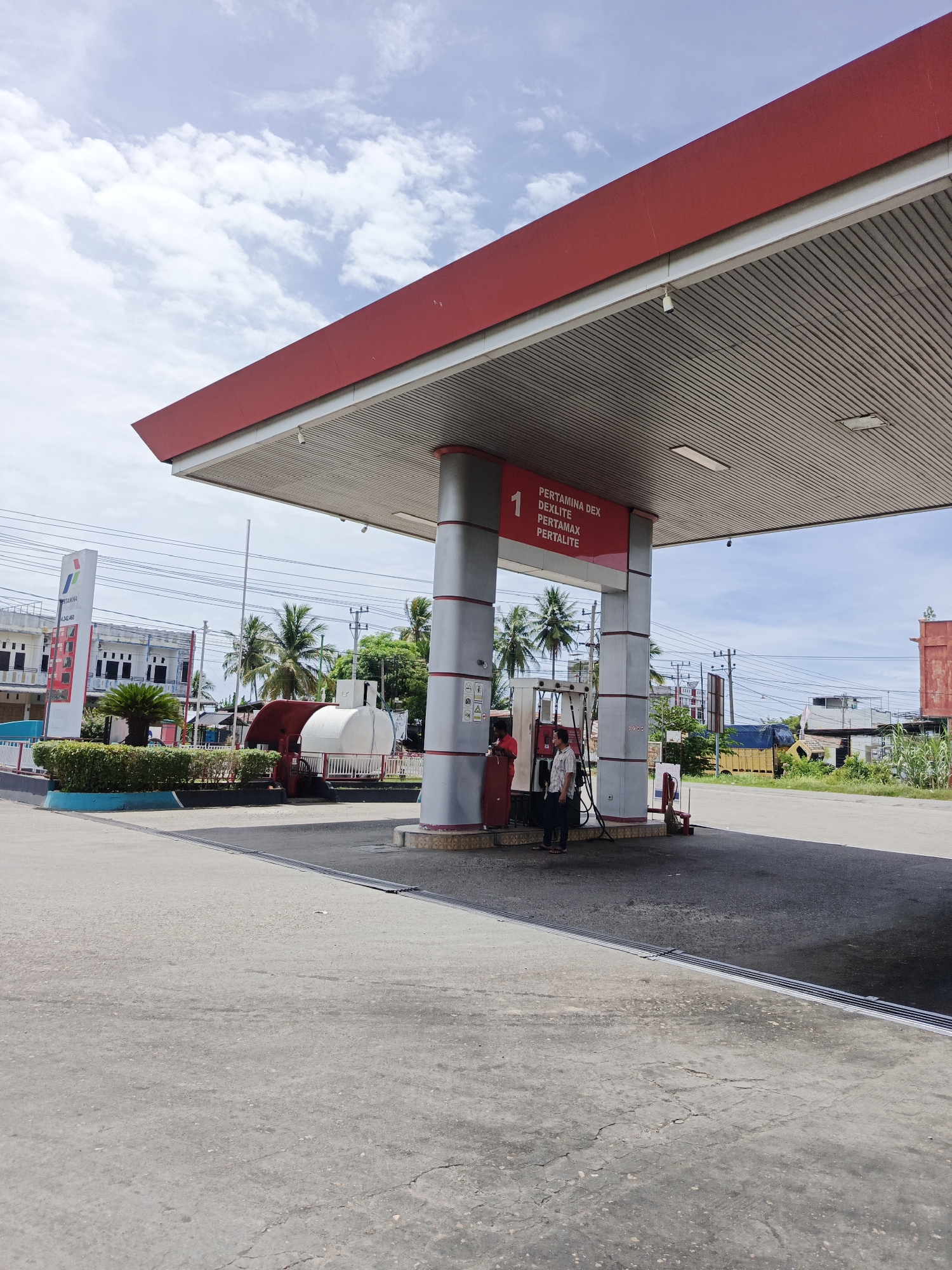 Pertamina station forecourt in Payameuneng, Indonesia