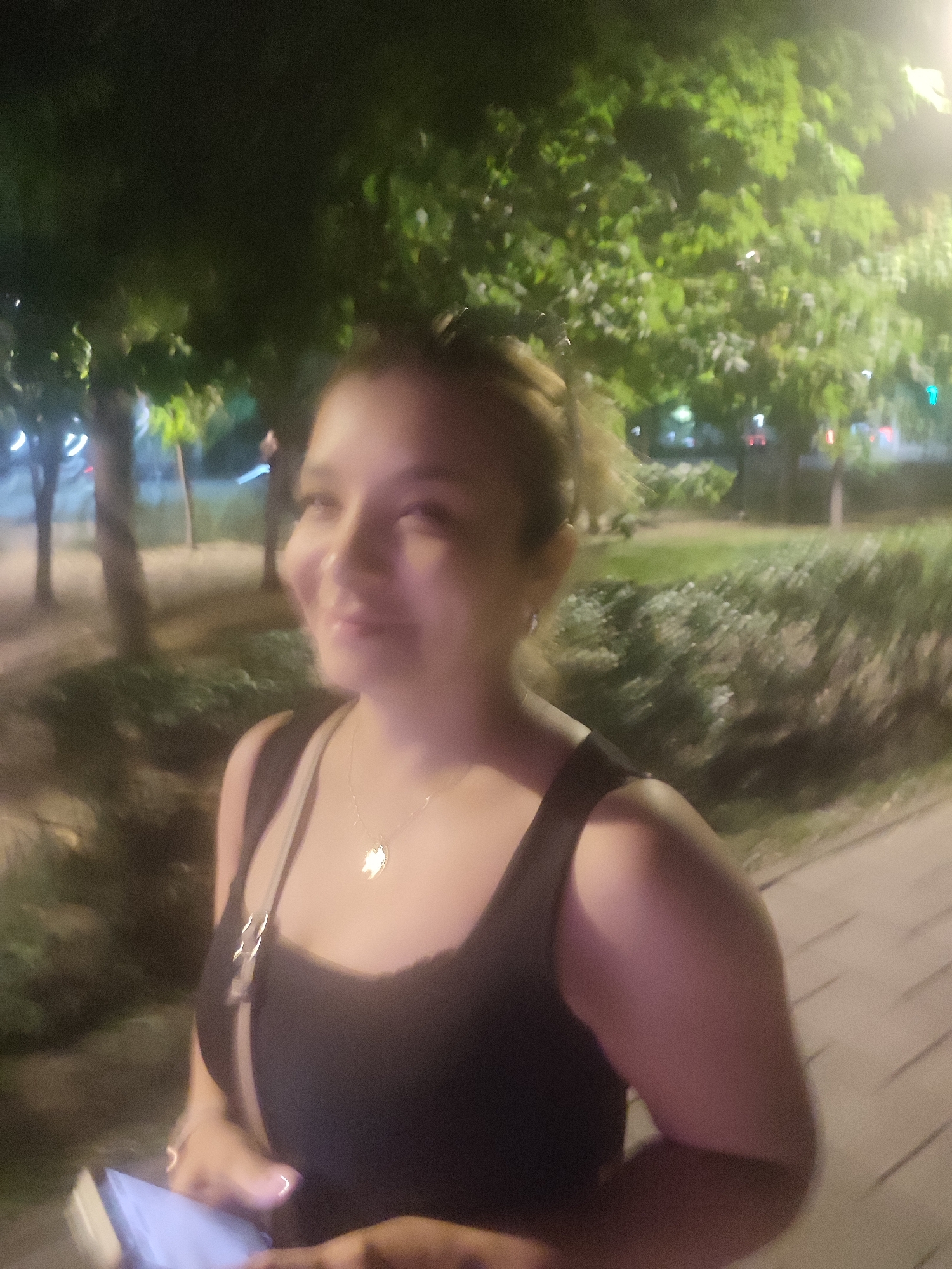 Evening stroll through Almaty's lit streets and park