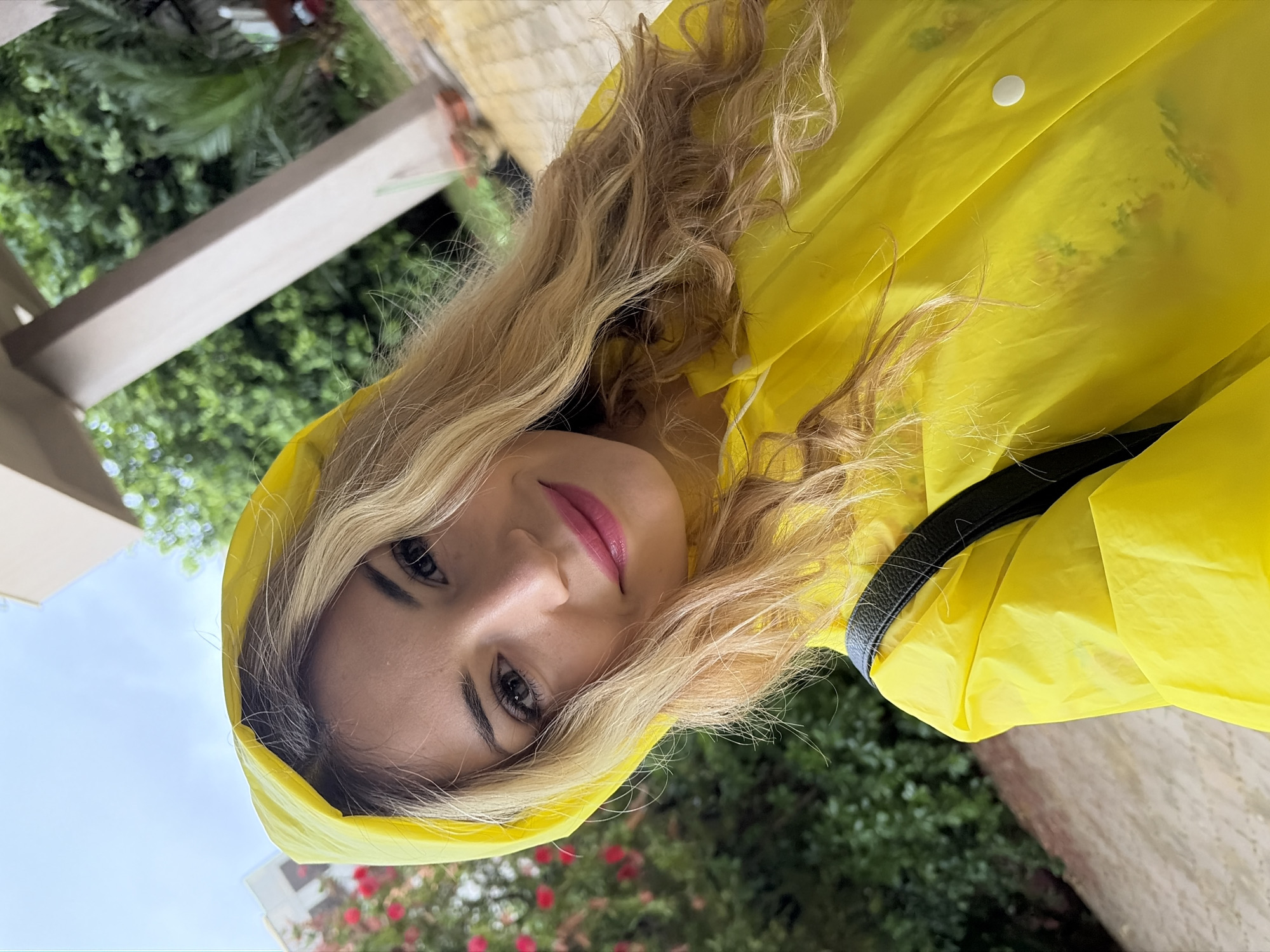 Woman's morning routine captured in rainy Budva