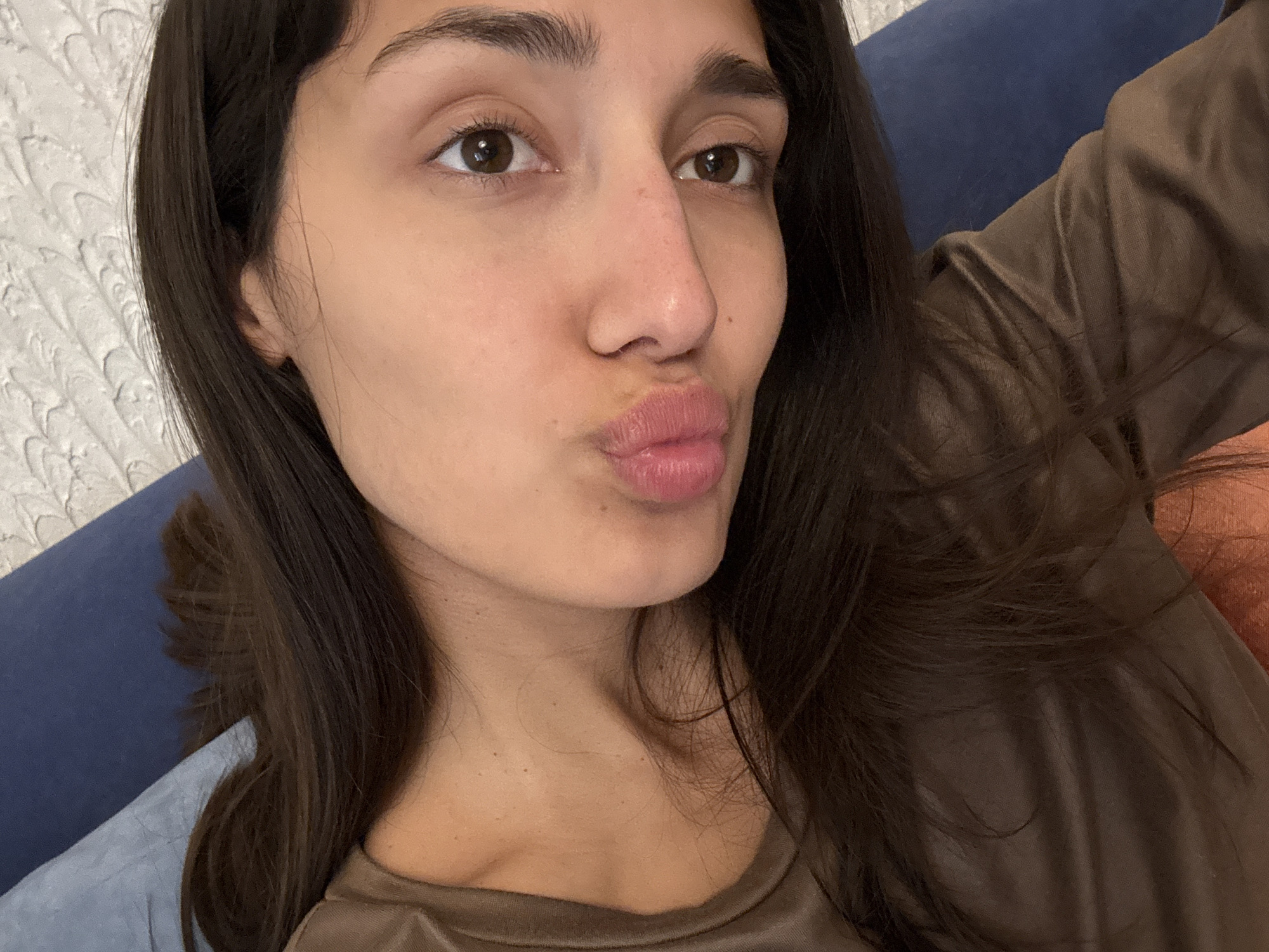 Woman takes selfies with dog in Montenegro village