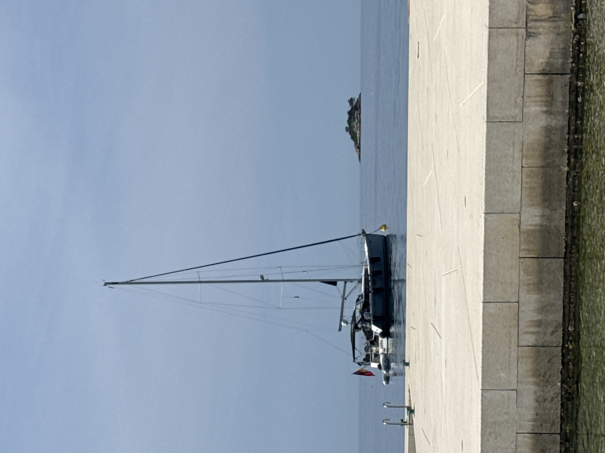 Sailboat docked at pier in Rovinj, Croatia