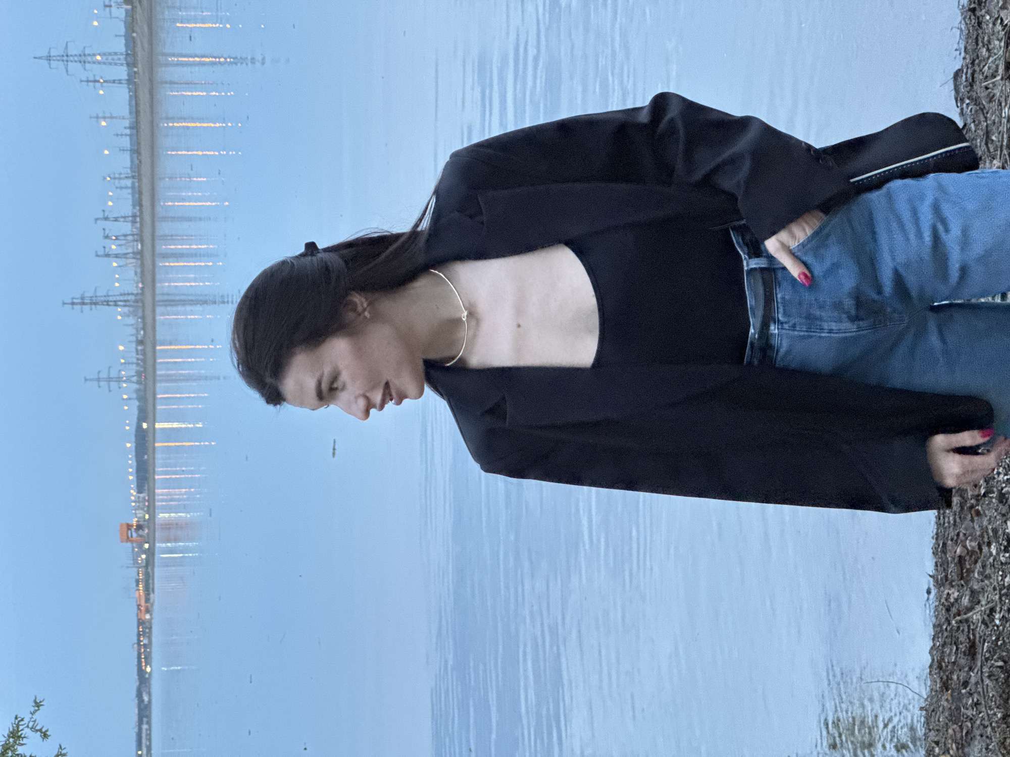 Woman observed at Volgograd reservoir waterside in Noviy, Russia