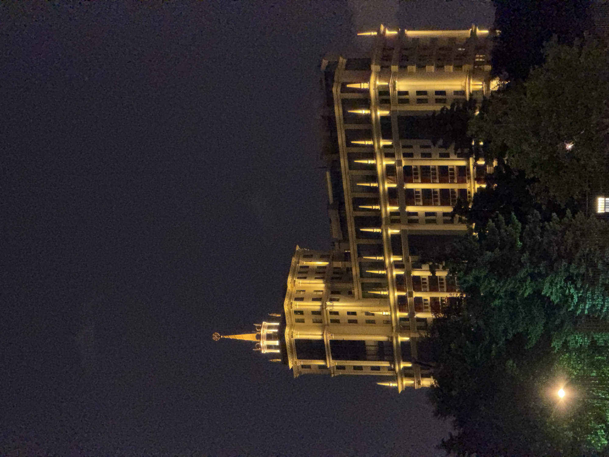 Moscow night: Stalinist skyline meets outdoor soccer viewing