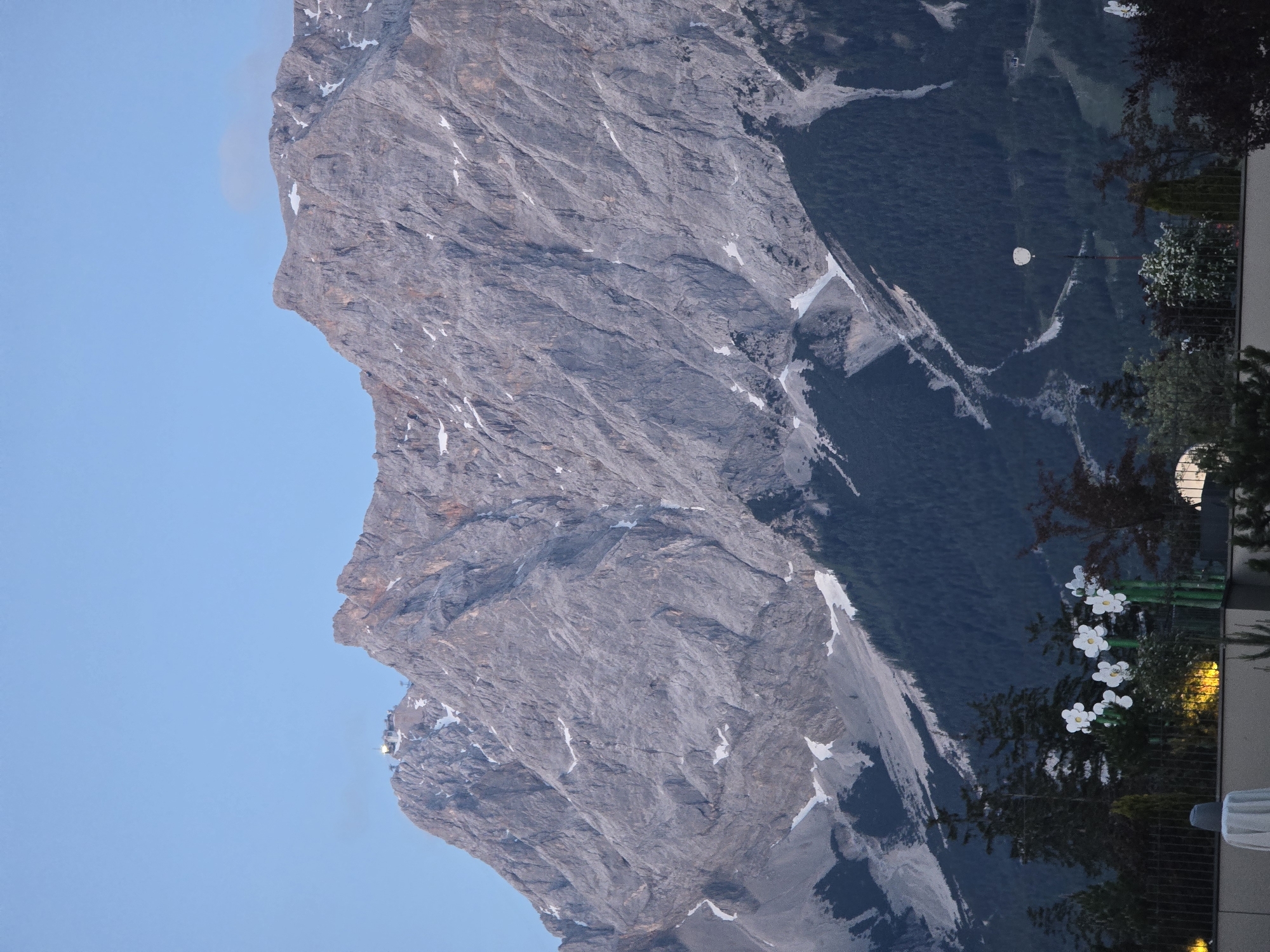 Evening mountain views captured from resort terrace in Austria