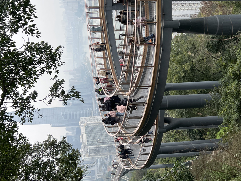 Early morning tourist activity observed across Yuzhong District walkways