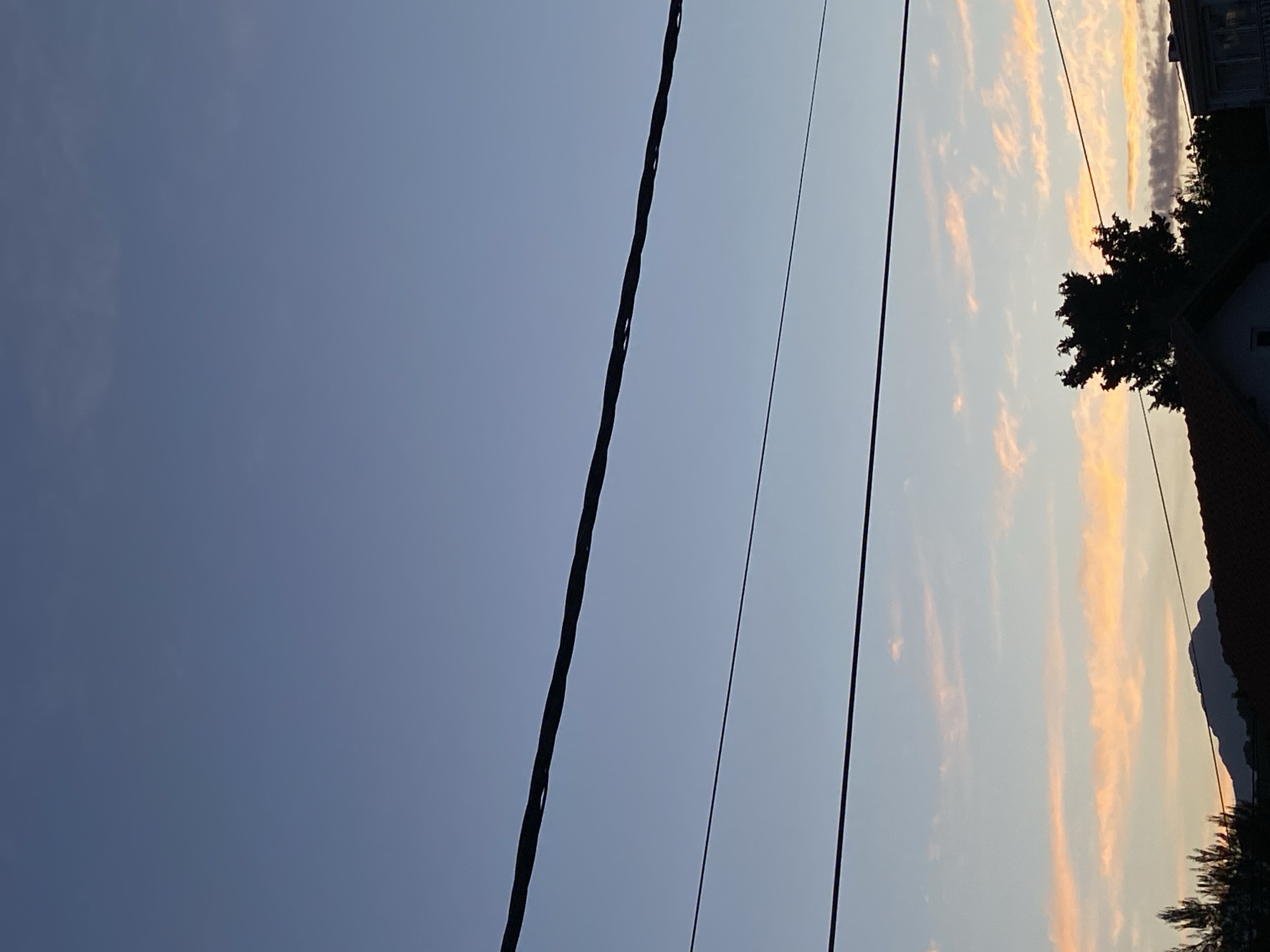 Dusk sky with power lines observed in Kunje, Montenegro
