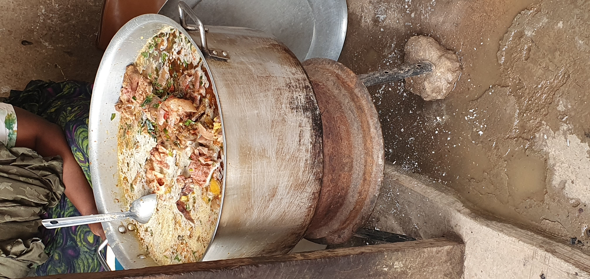 Street food stall cooking in full swing, Bukuru Nigeria