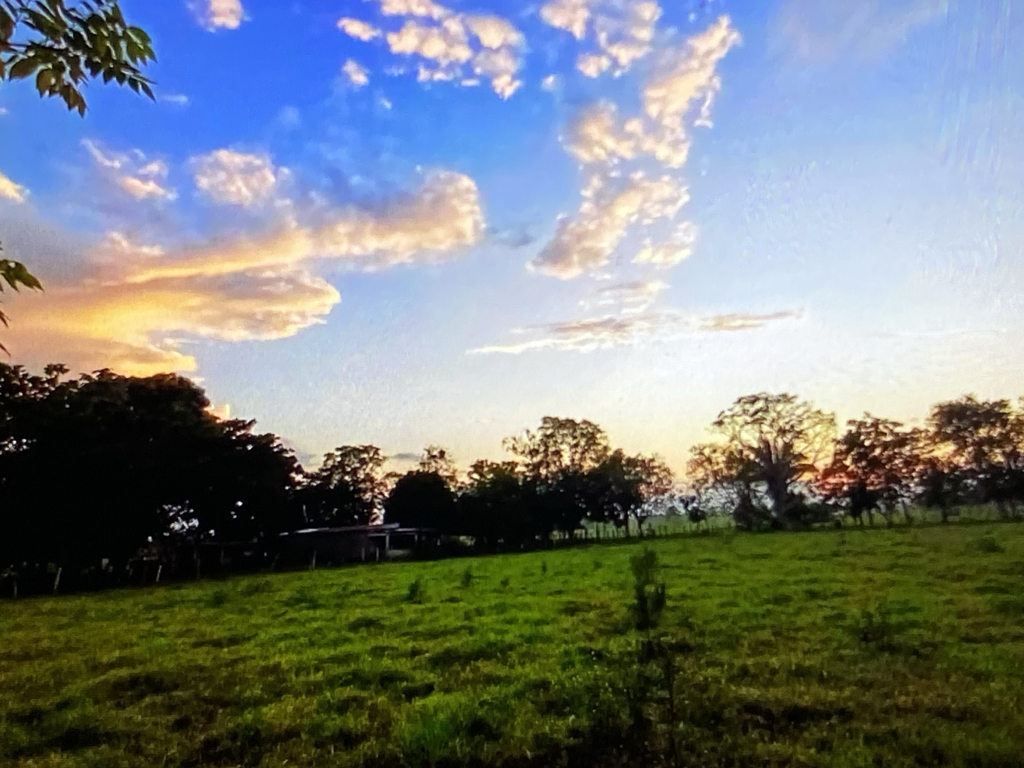 Sunset over open pastures and dirt roads near Tinaquillo, Venezuela