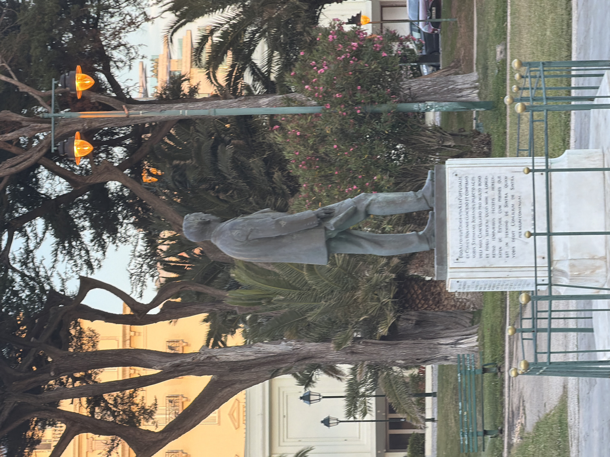 Cascais at golden hour: parks, casino, and palm-lined streets