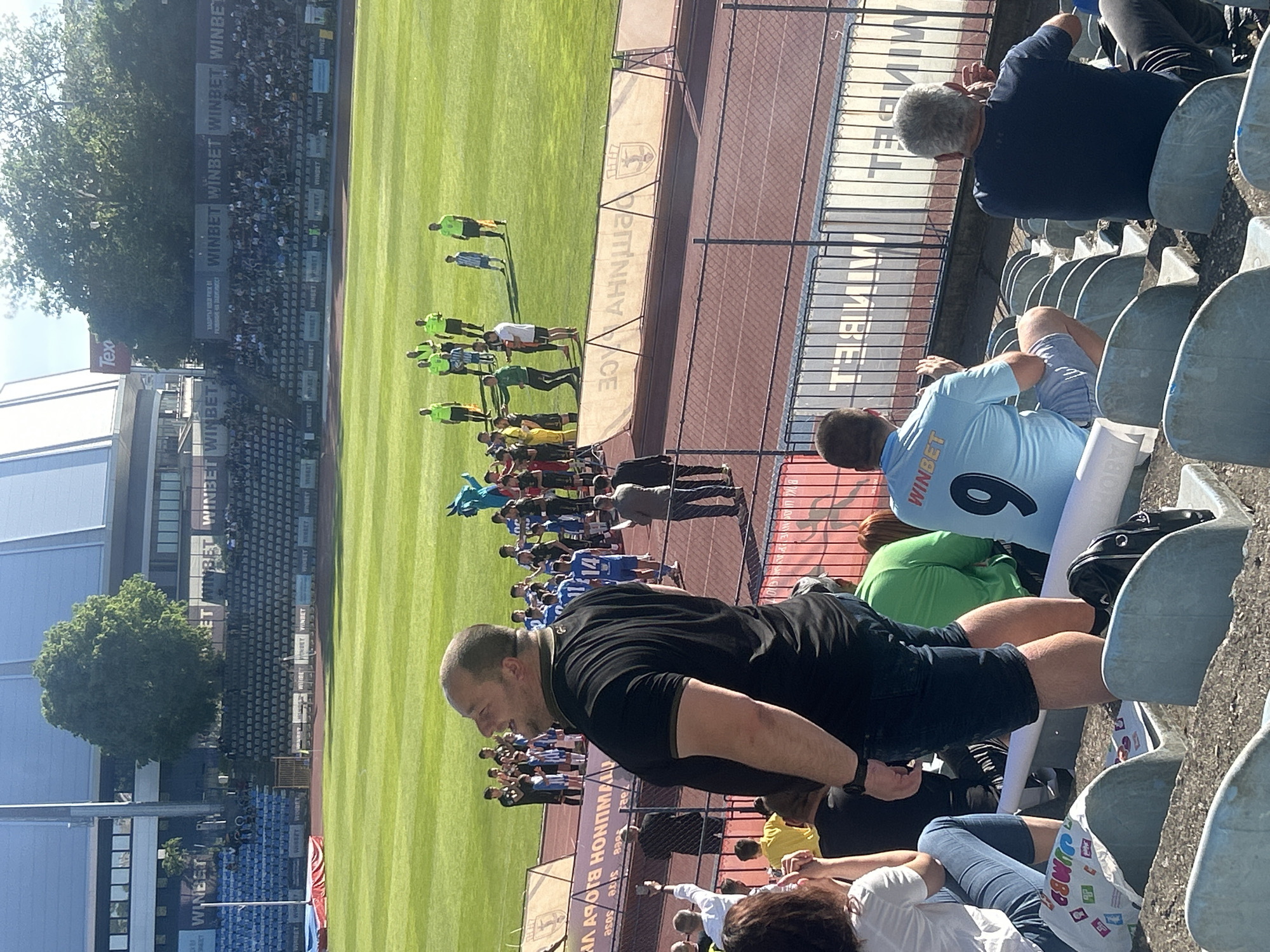 Soccer match observed at stadium in Ruse, Bulgaria