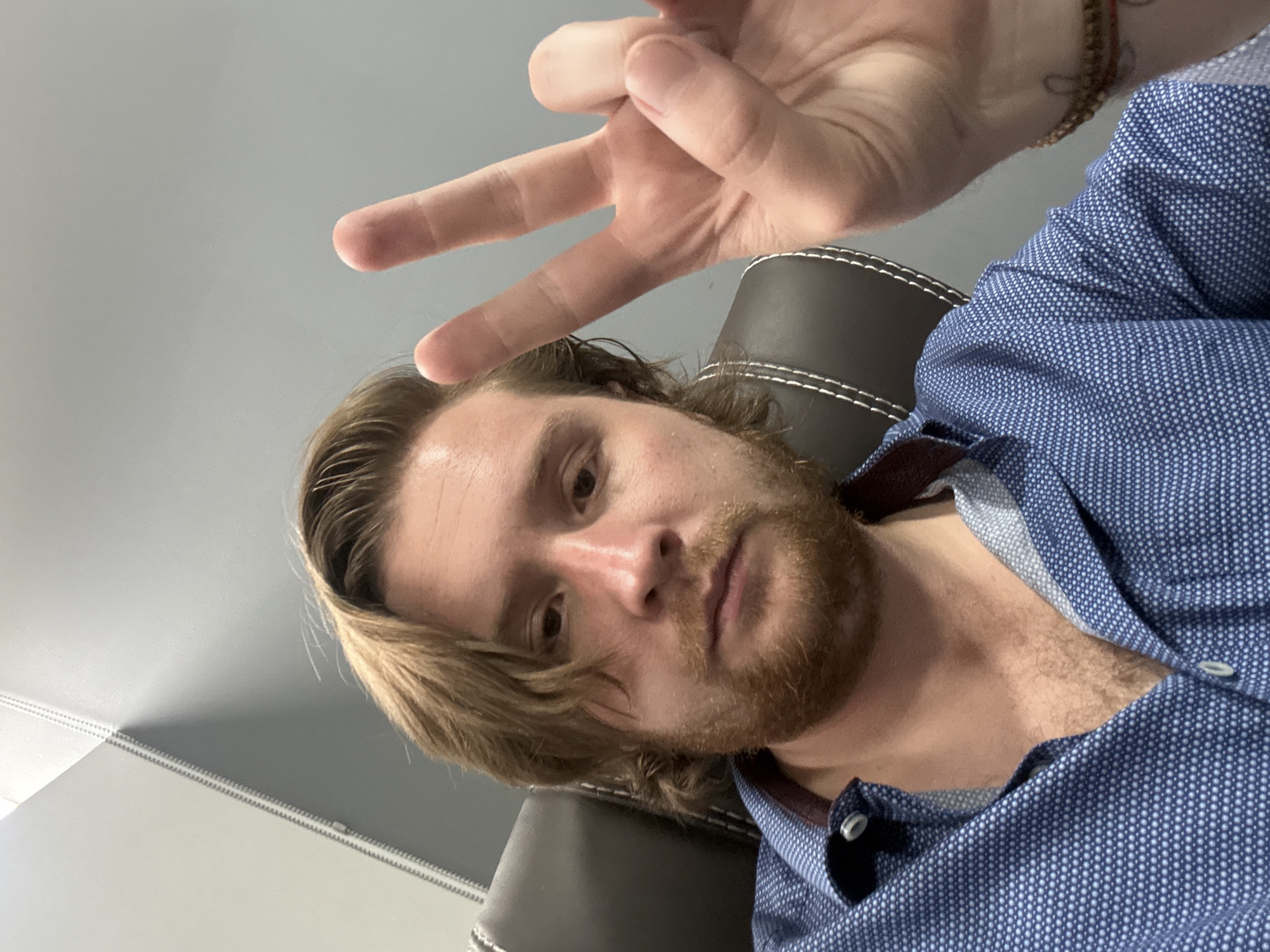 Man Makes Peace Sign Gesture in Cuautitlán Izcalli Selfie