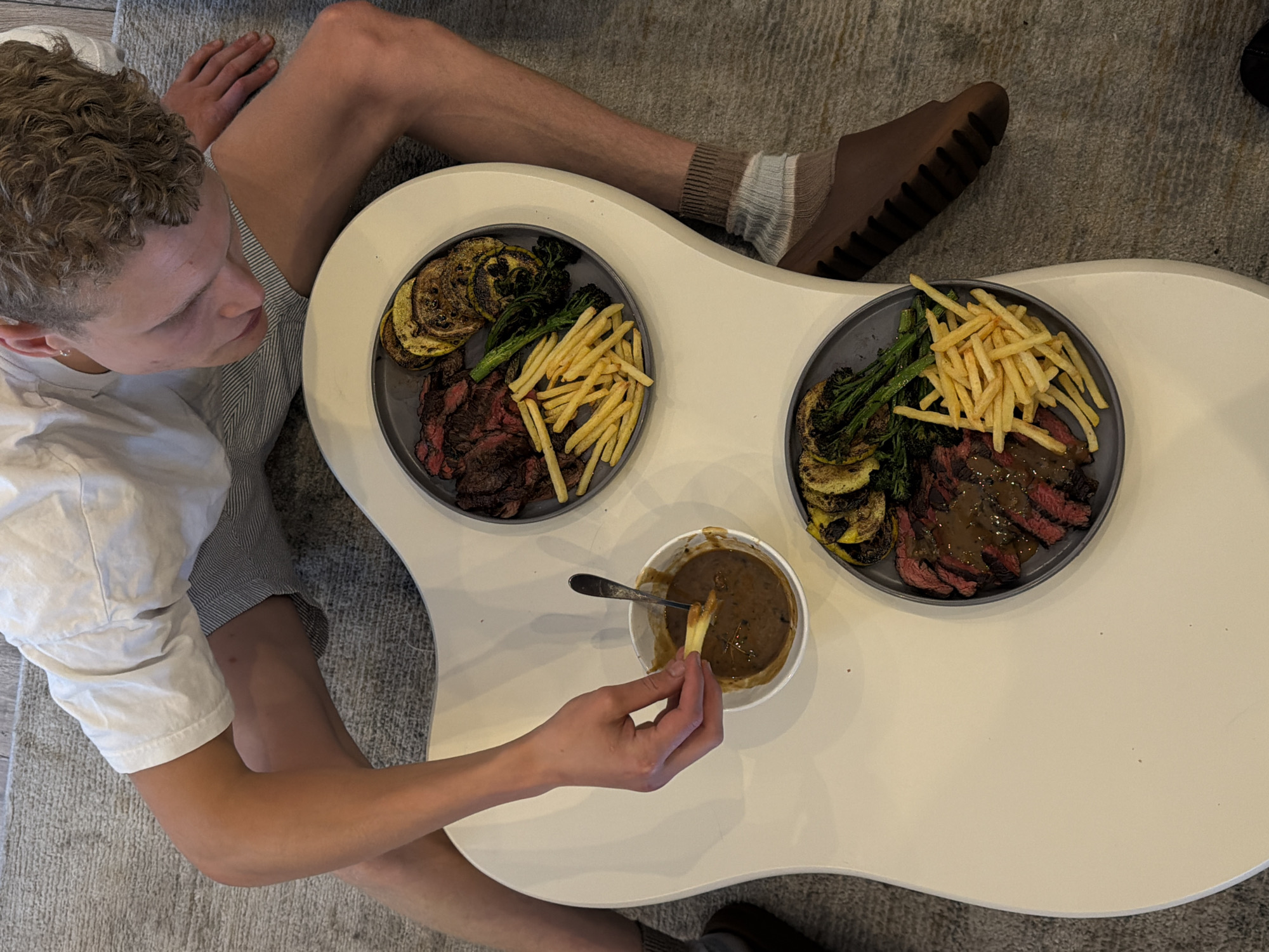 Person enjoys casual meal indoors in London