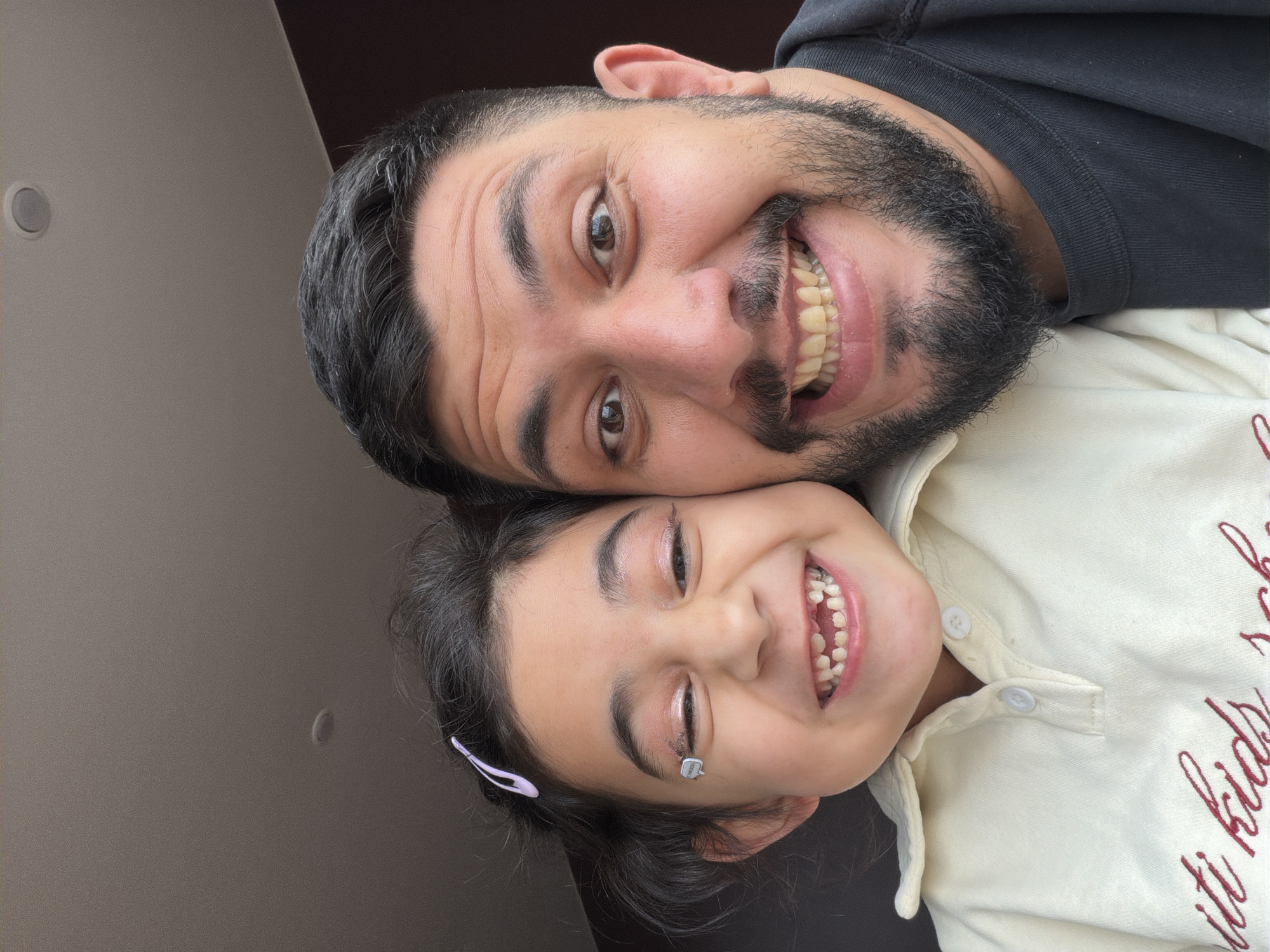 Father and daughter share photo moment in Krasnoyarsk