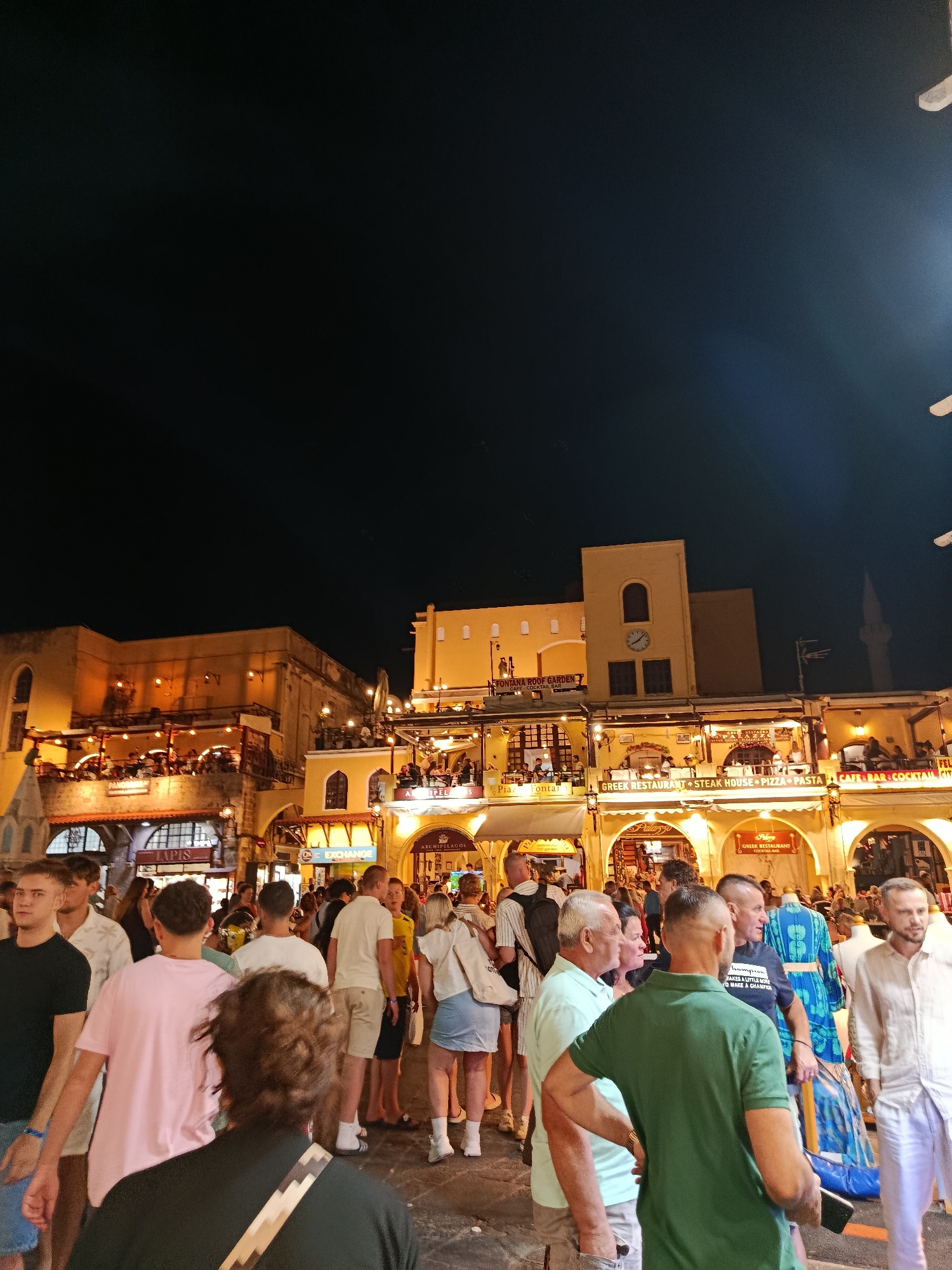 Rhodes Old Town buzzing on a summer evening
