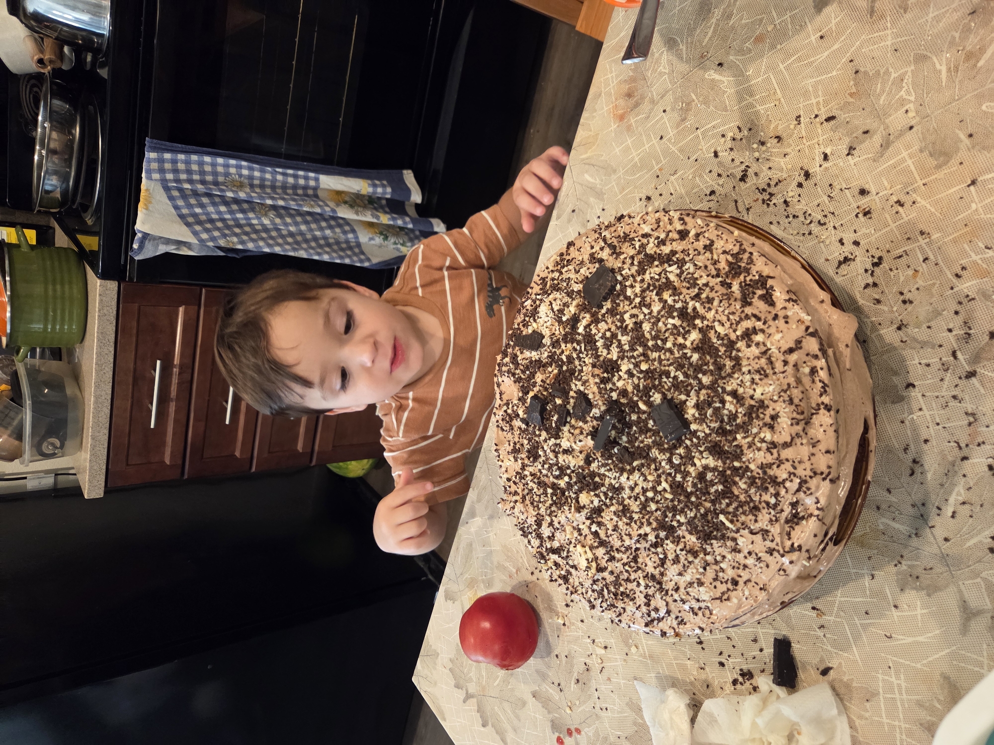 Chocolate cake and ice cream at a Glendale kitchen birthday