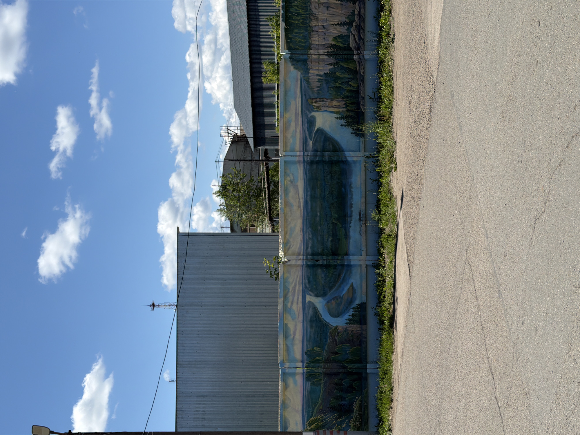 Landscape mural spotted on fence in Chaikovsky, Russia