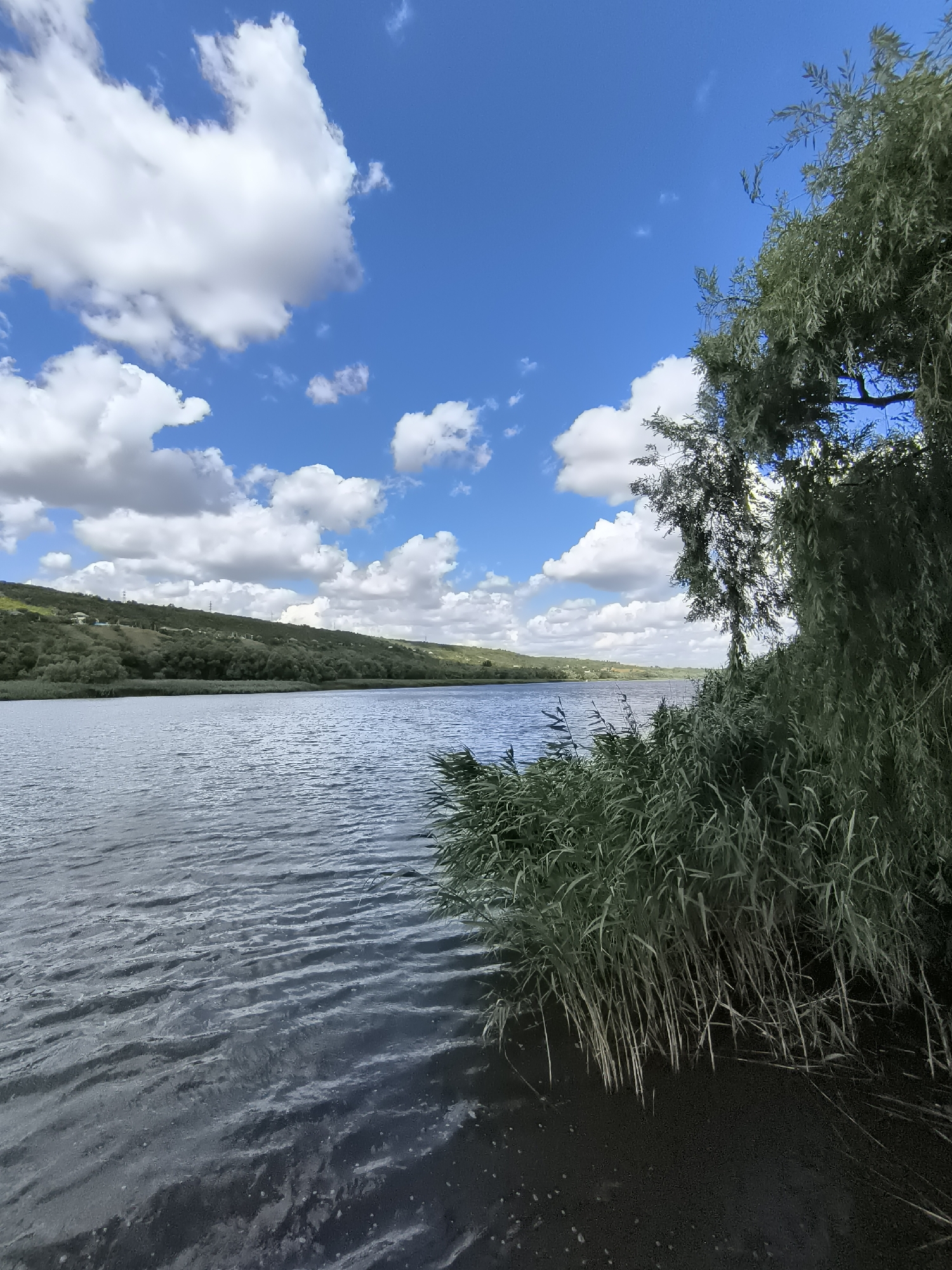 Dniester River scenes in Rybnitsa on a calm summer morning