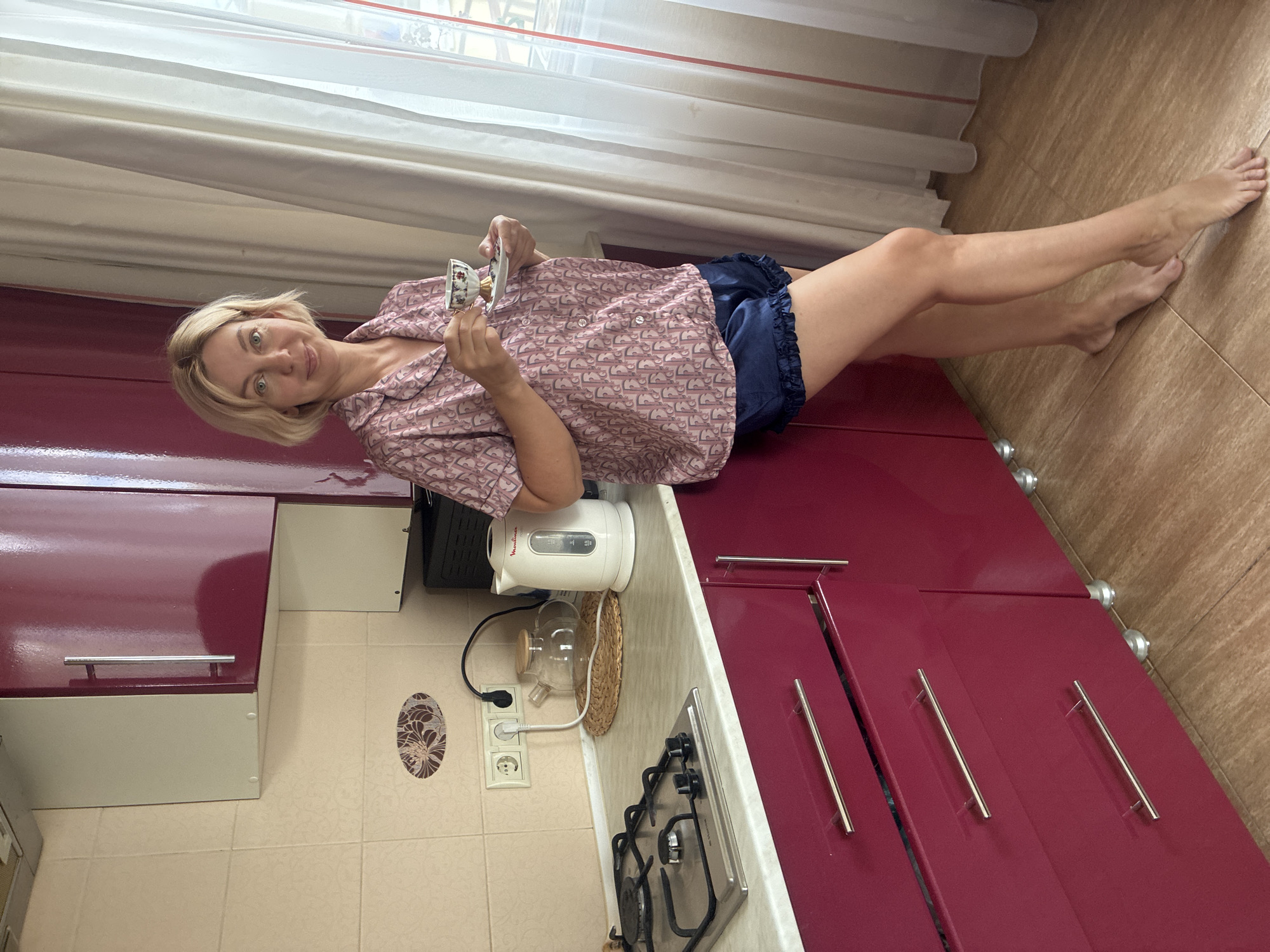 Morning at home in Sochi: tea, pajamas, and a bathrobe