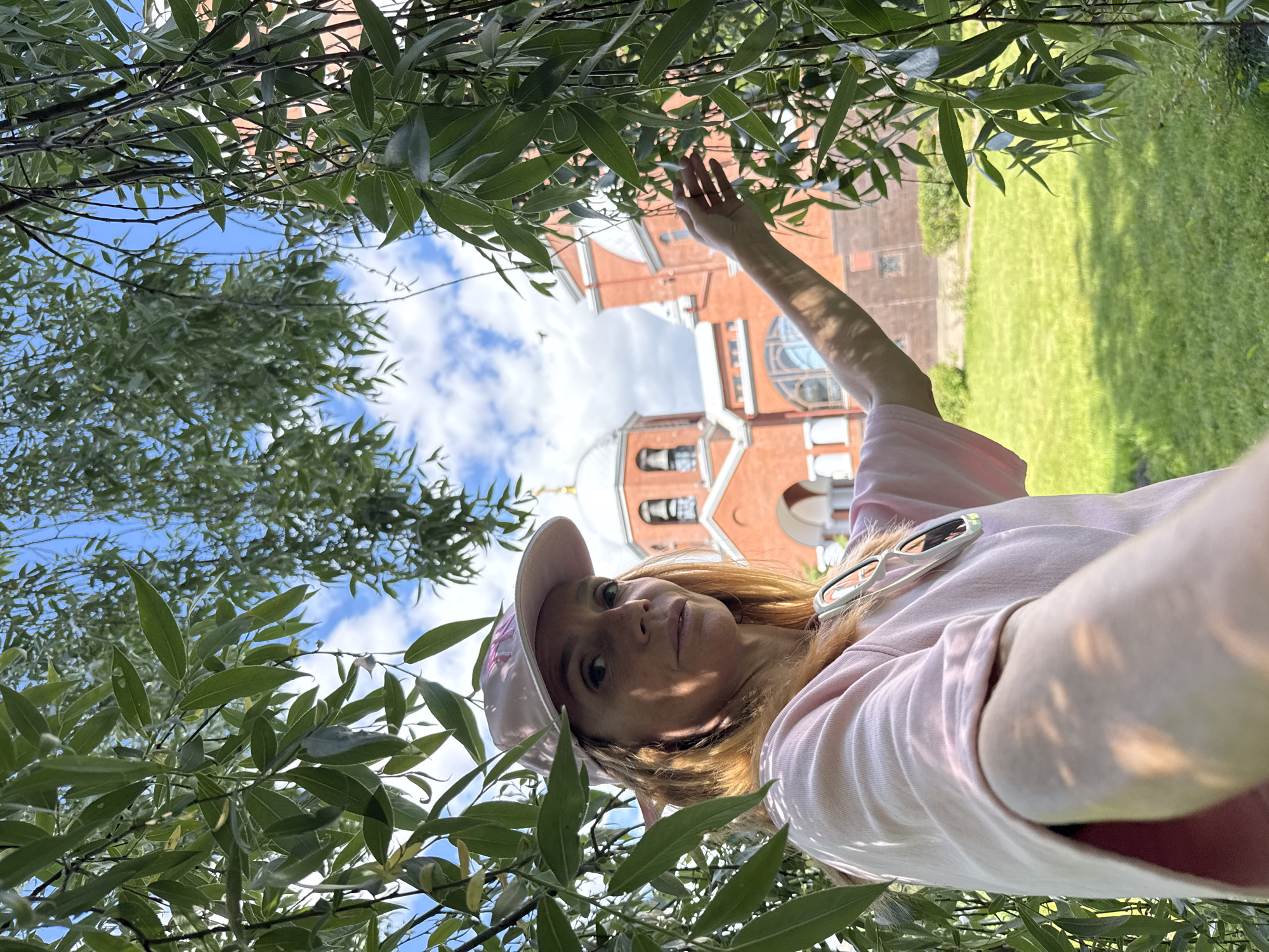 Selfies and wildflowers at a Saint Petersburg Orthodox church