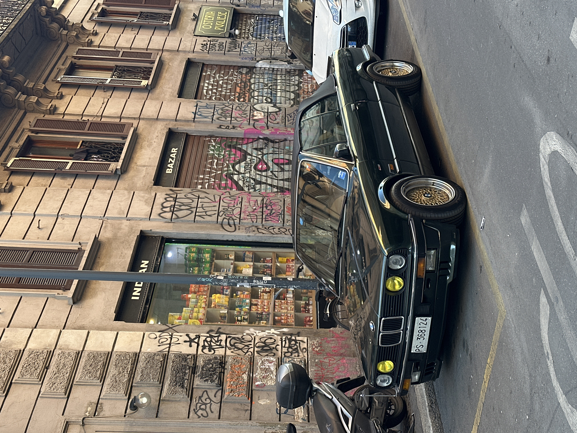 Vintage BMW convertible spotted parked on Milan street