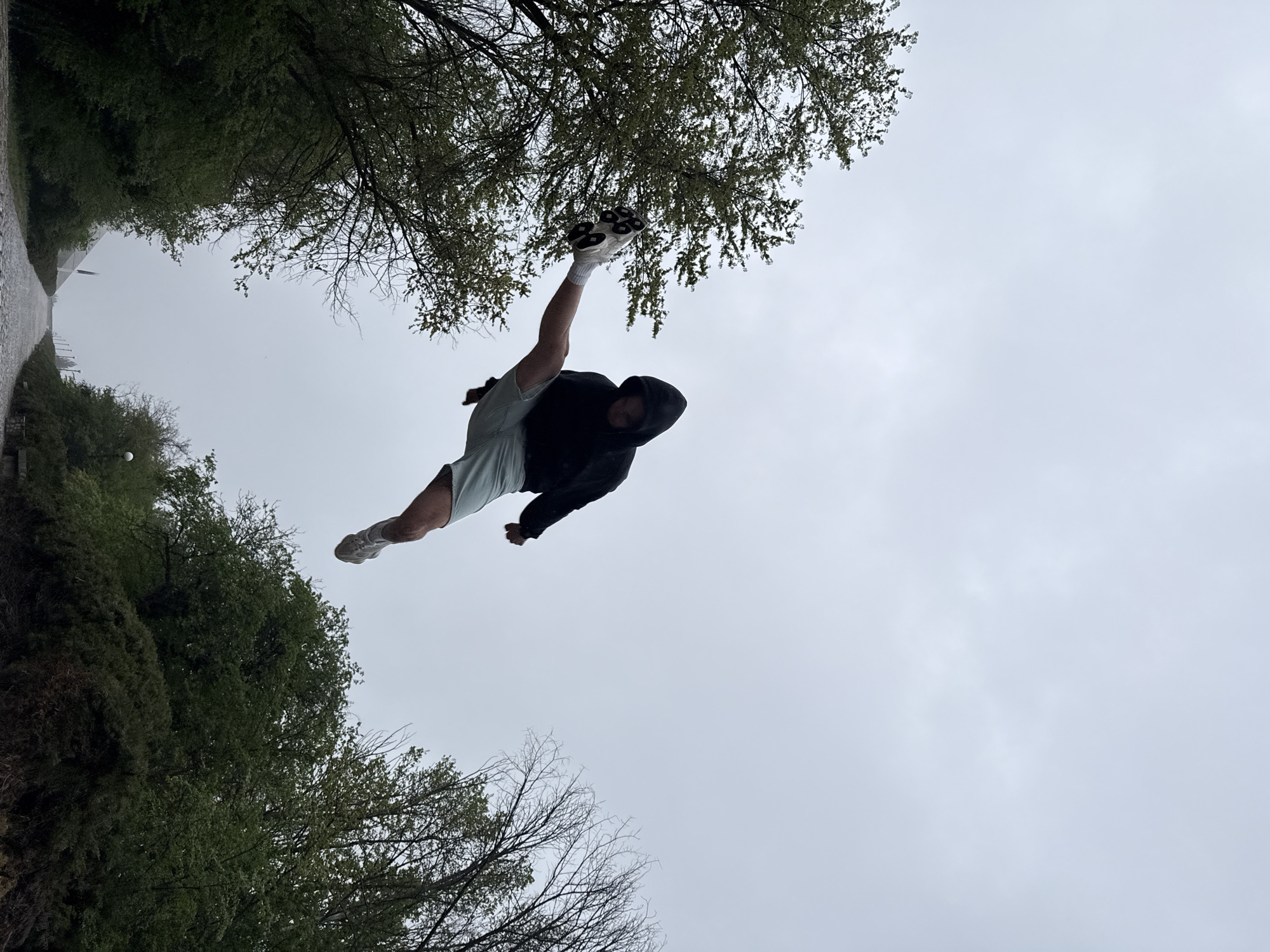 Person jumps, plays ball on Shumen streets during afternoon