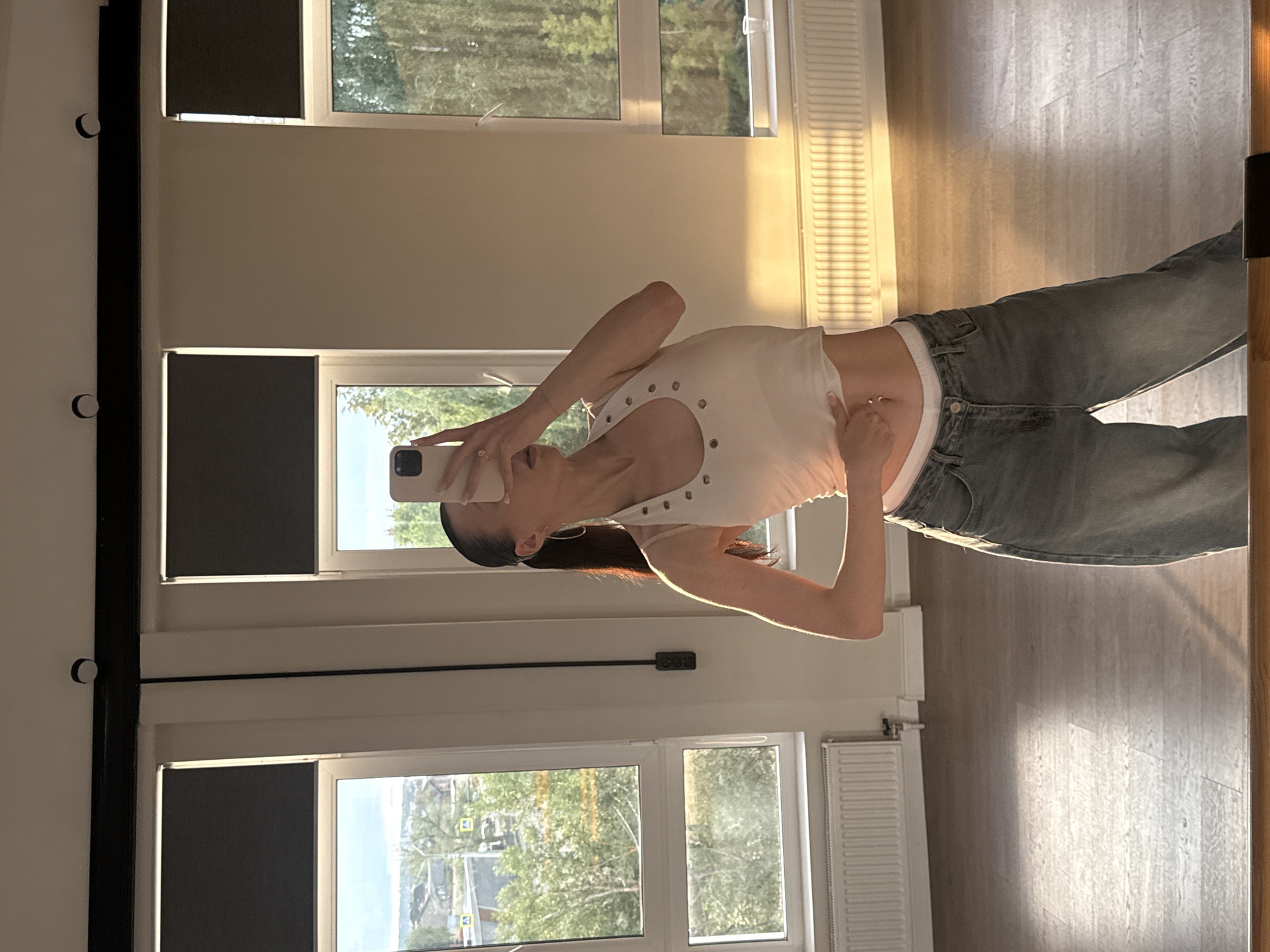 Mirror selfie in a Zakharovo dance studio with ballet barre