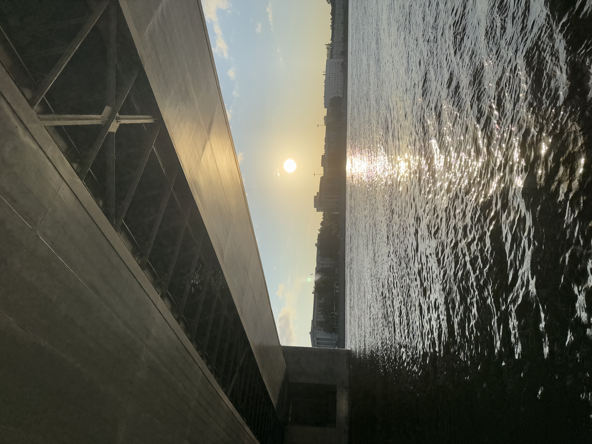 Golden hour under a Neva River bridge, Saint Petersburg