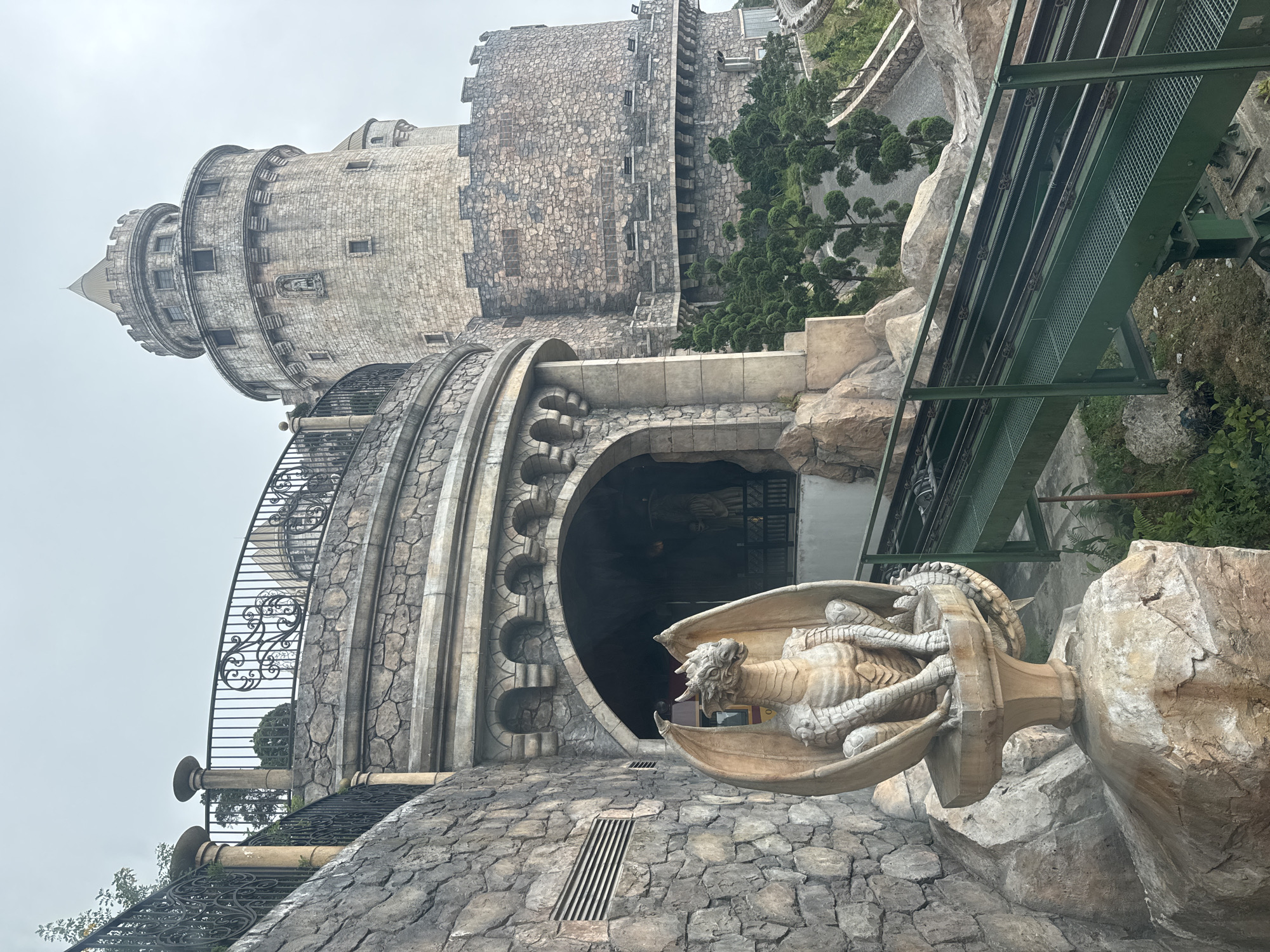 Architectural documentation captures stone castle and glass dome in Vietnam