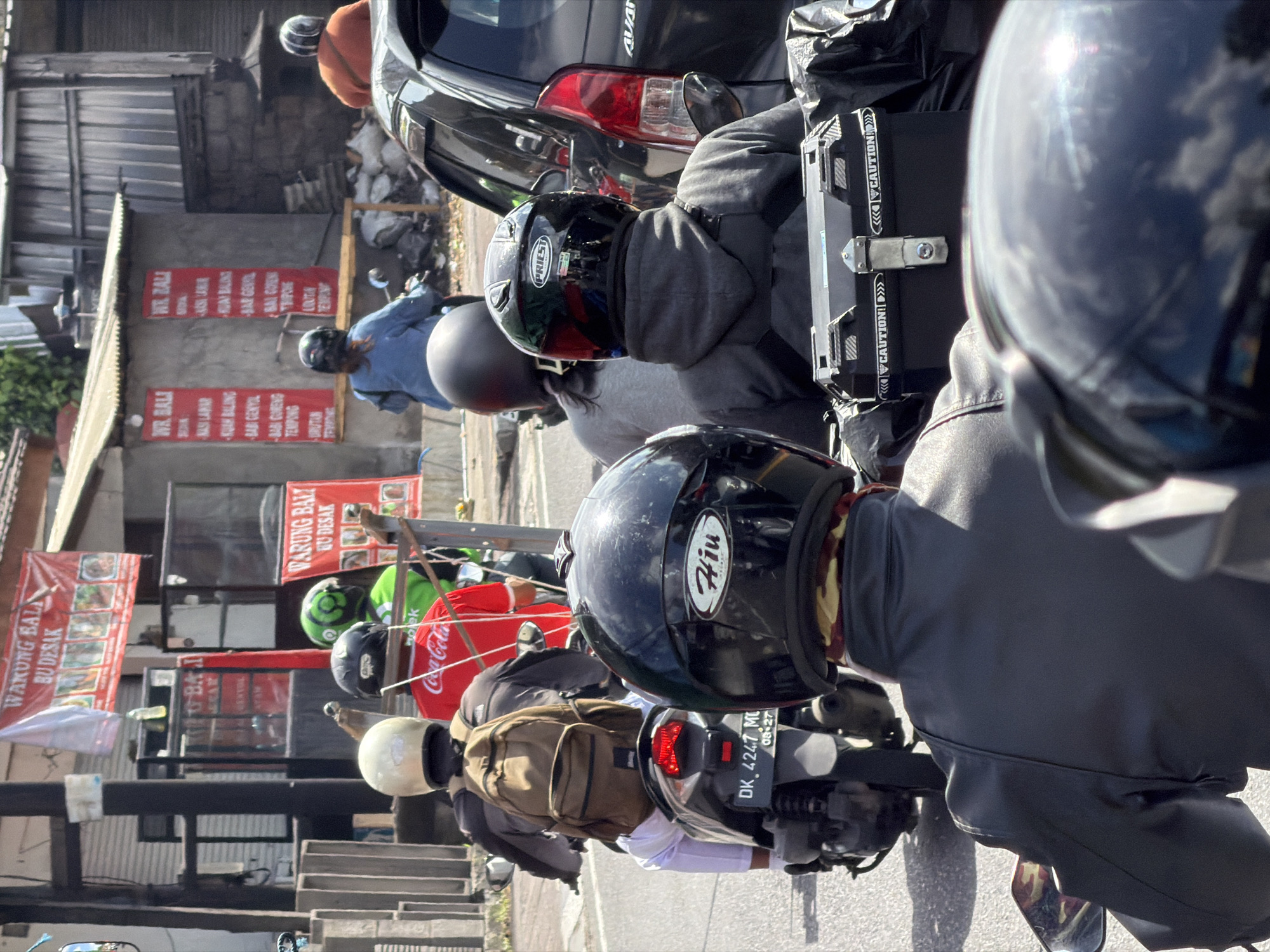 Traffic jam with motorcycles observed in Mengwi, Indonesia
