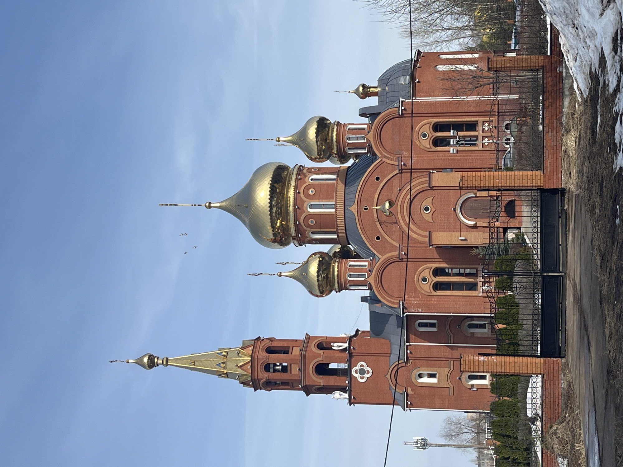 Morning documentation of church and residential architecture in Chaikovsky