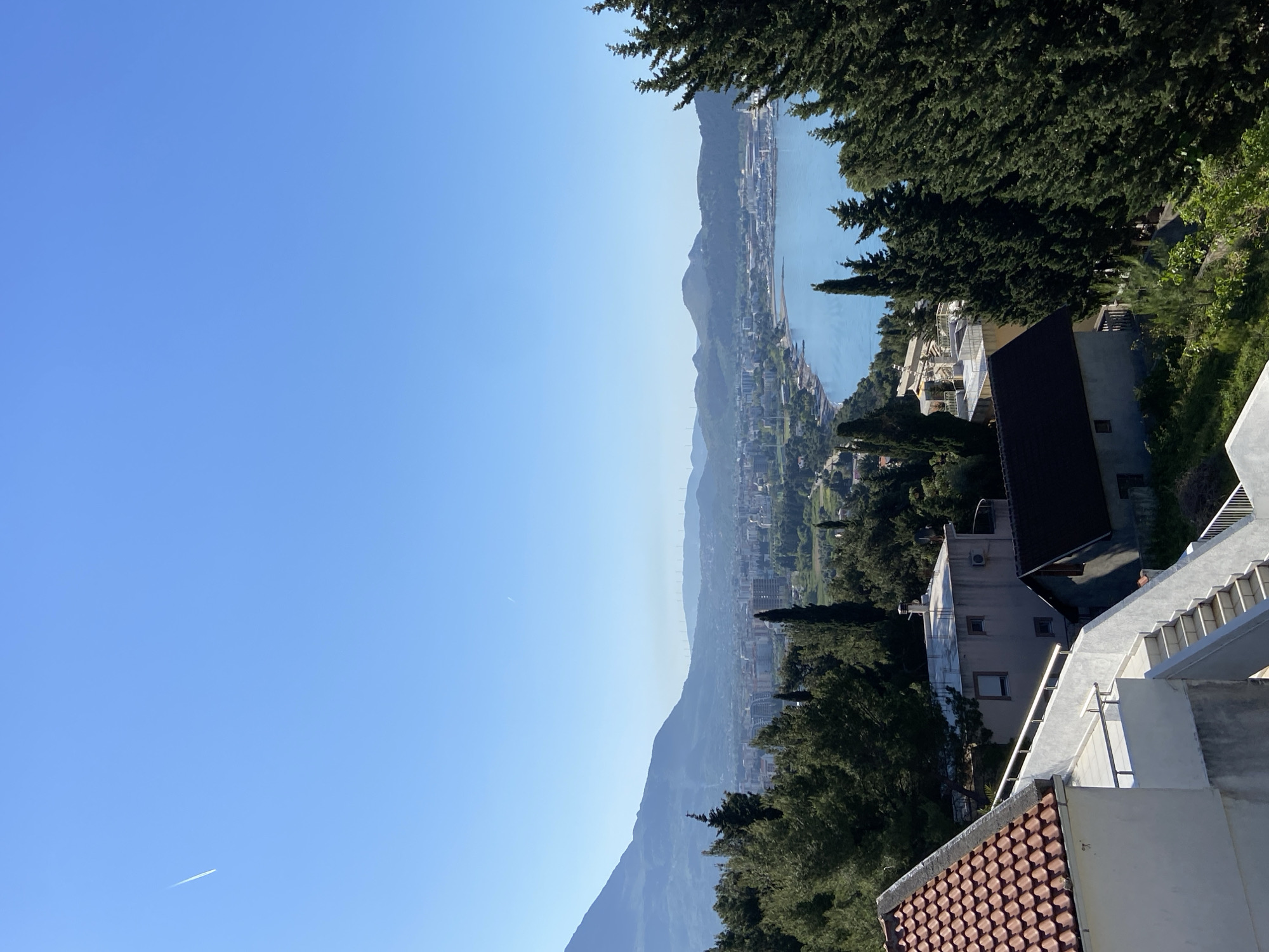 Aircraft contrail observed over Šušanj Montenegro mountains