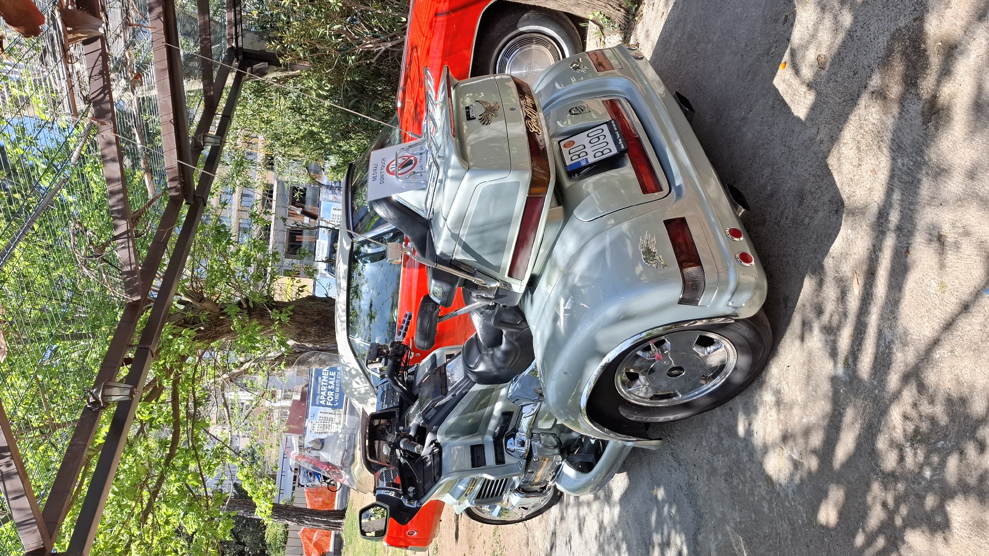 Vintage Cadillac and Honda Gold Wing spotted in Budva