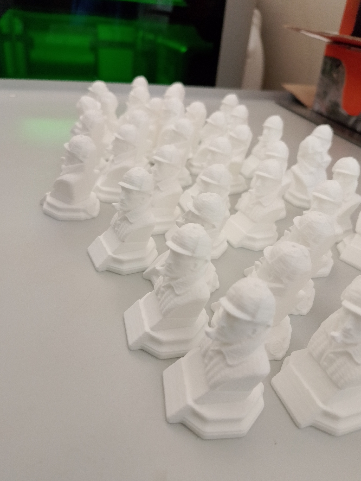 3D-printed Kalashnikov busts displayed in rows in Izhevsk