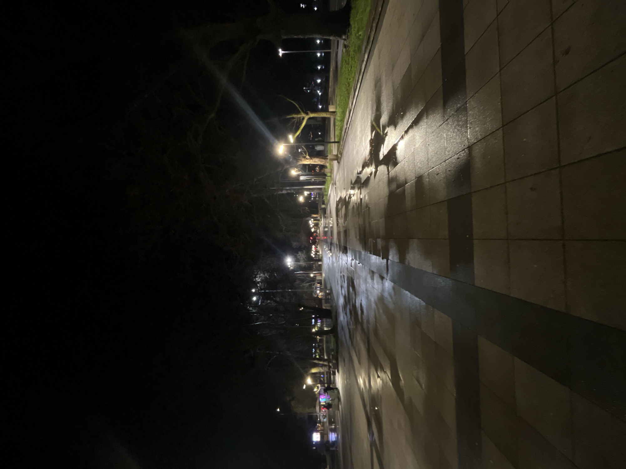 Rainy evening streetlight reflections observed in Montana, Bulgaria