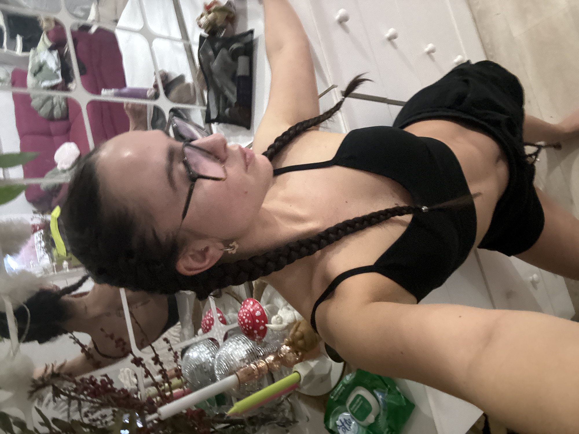Woman photographed in indoor setting in Krasnoyarsk, Russia